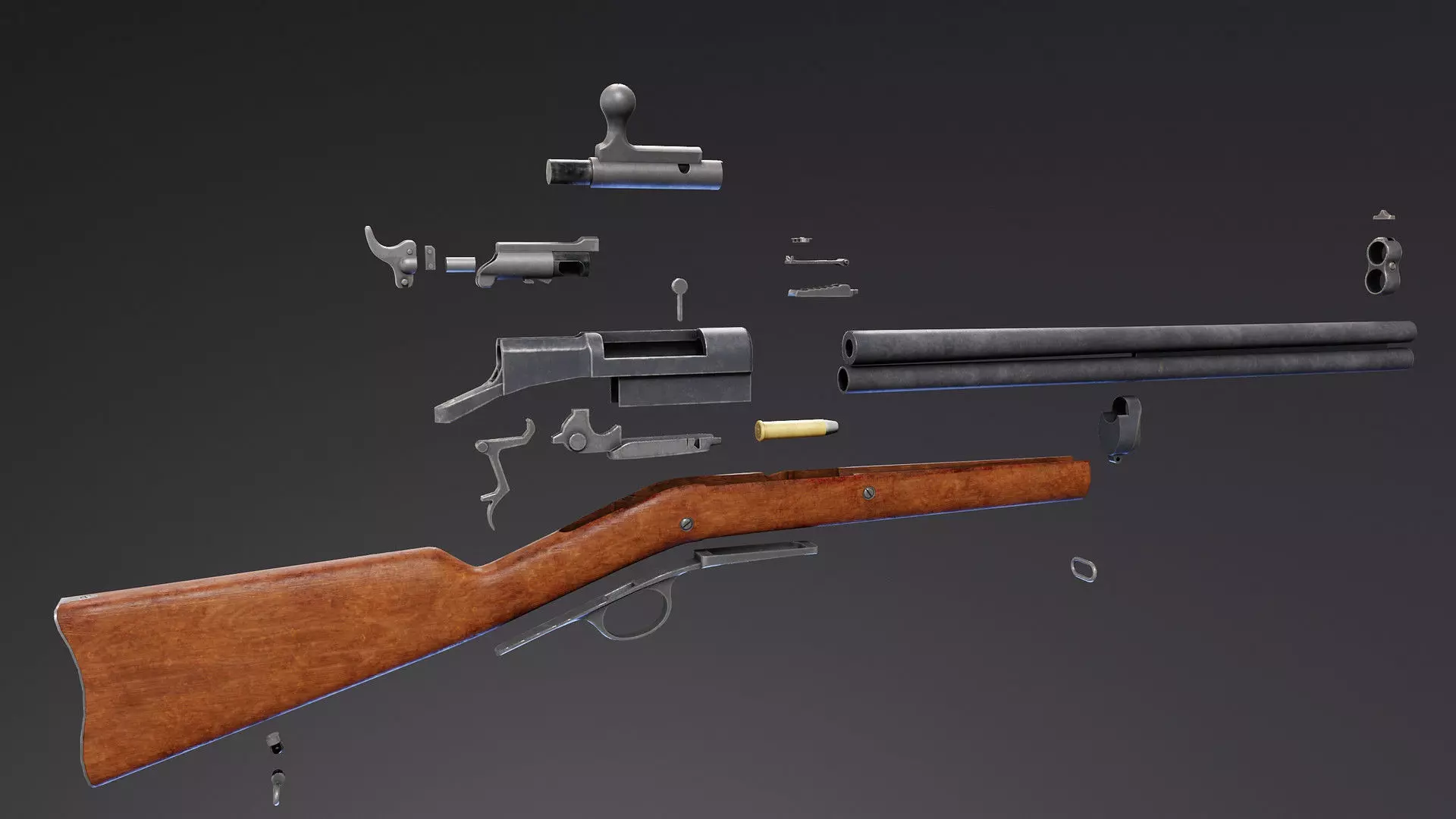 Remington Keene 1878 Carbine Low-poly 3D model_8