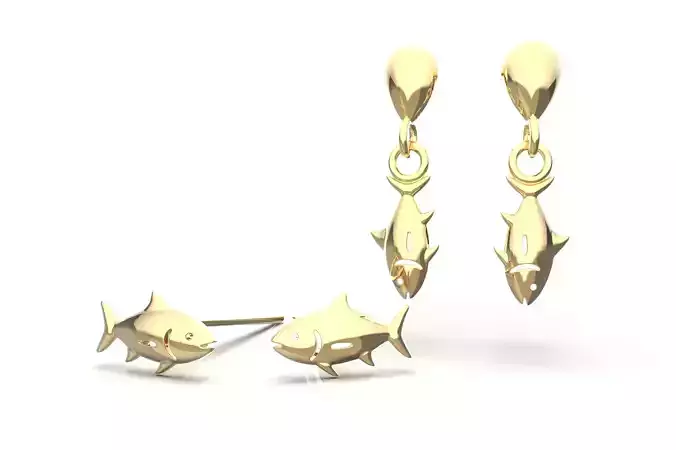 Oceanic Animal Stud and Dangling Earring Pack - Tuna