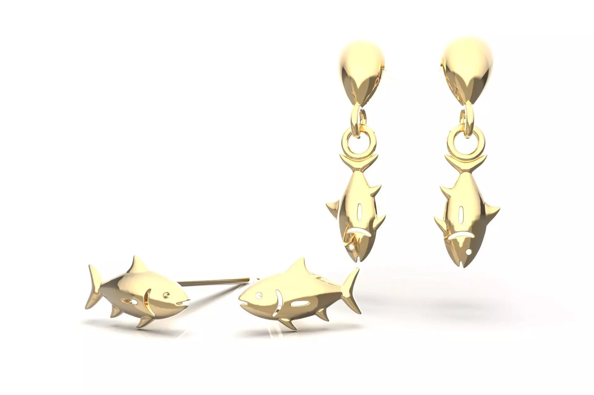Oceanic Animal Stud and Dangling Earring Pack - Tuna 3D print model