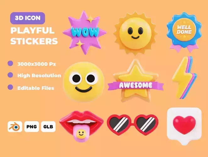 Playful Stickers 3D Icon Pack