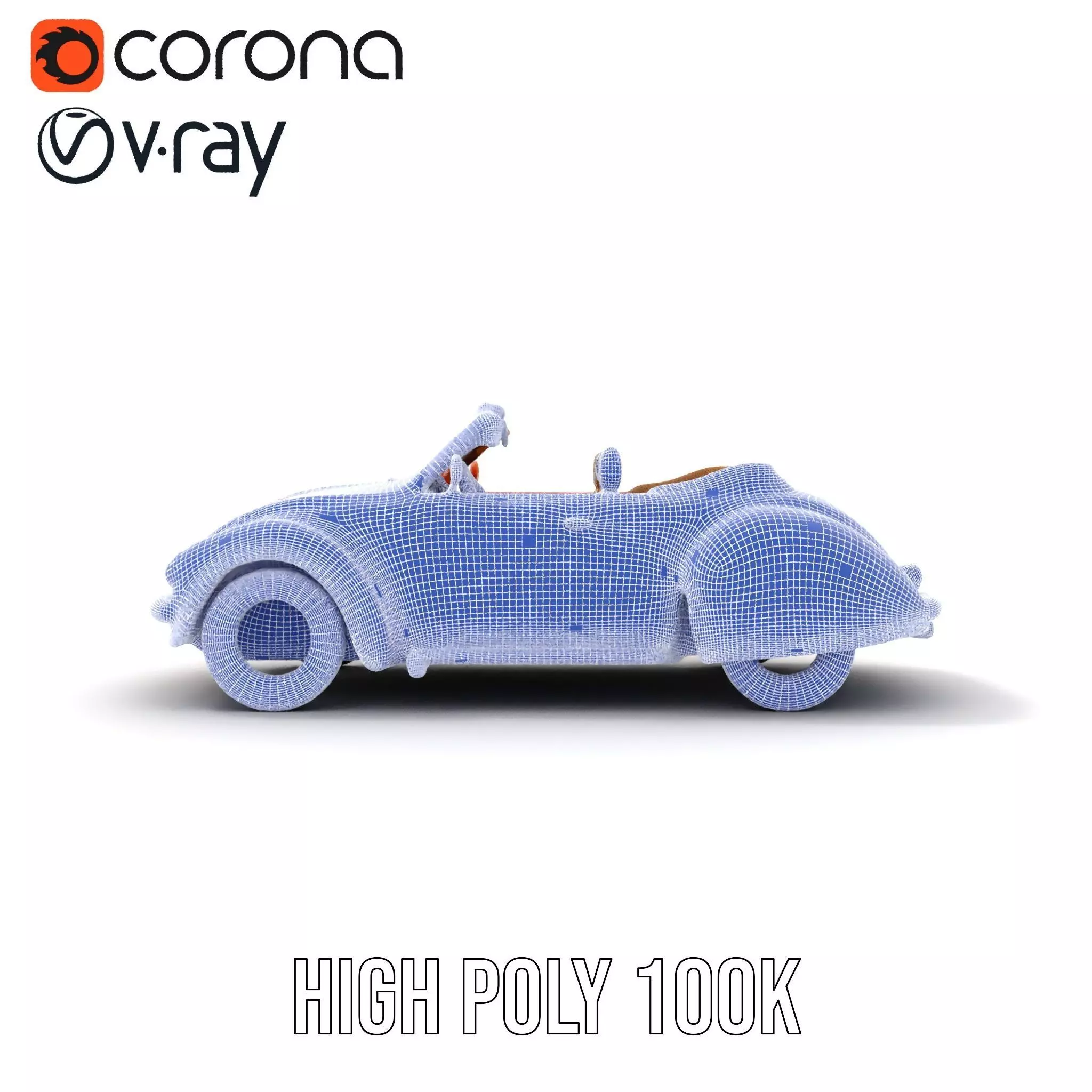 Orange Classic Convertible model pack Low-poly 3D model_34