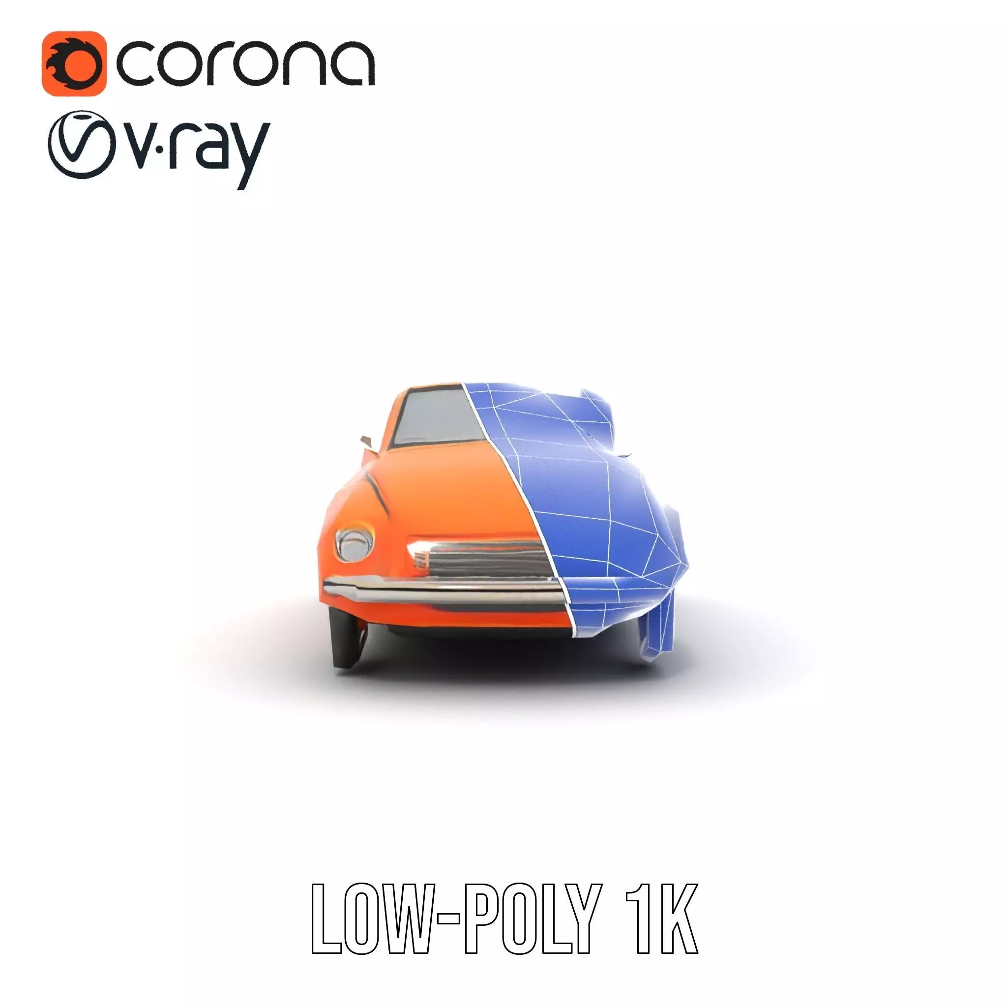 Orange Classic Convertible model pack Low-poly 3D model_22