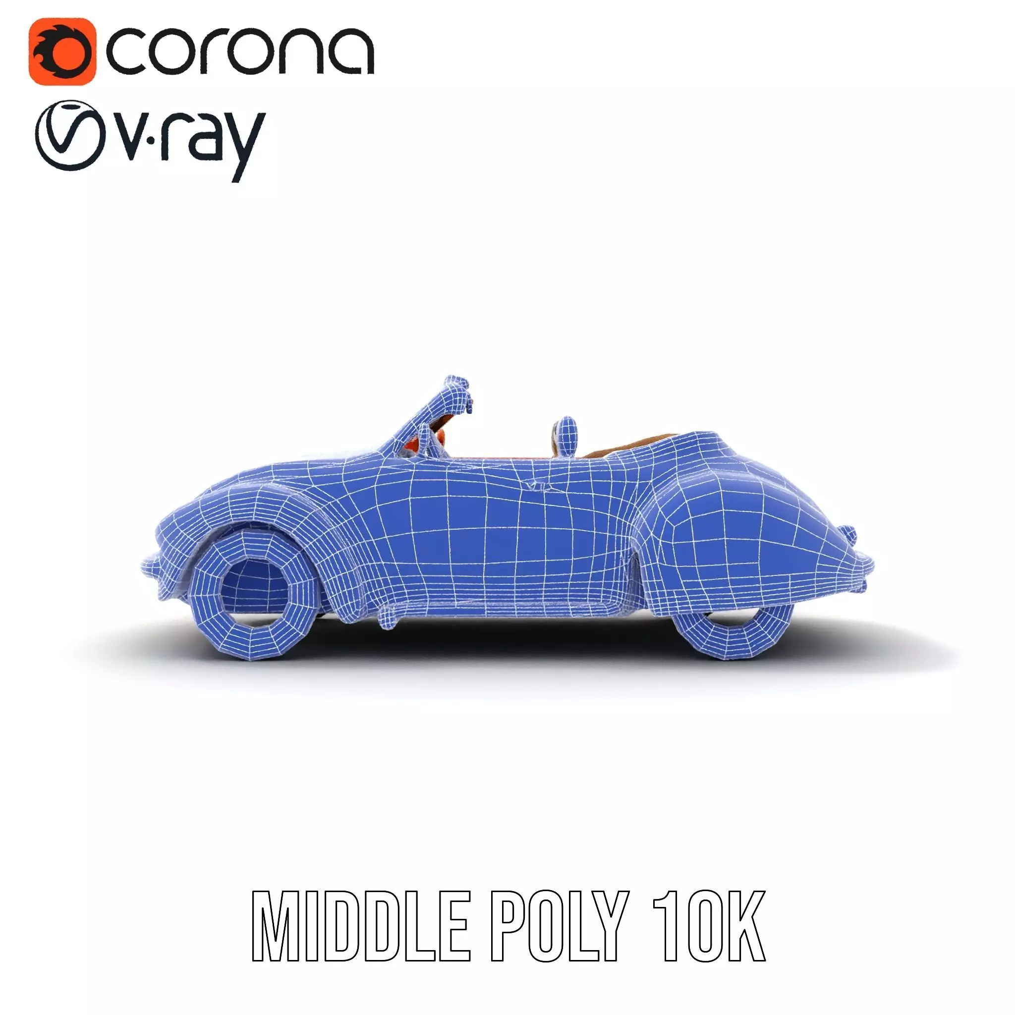 Orange Classic Convertible model pack Low-poly 3D model_16