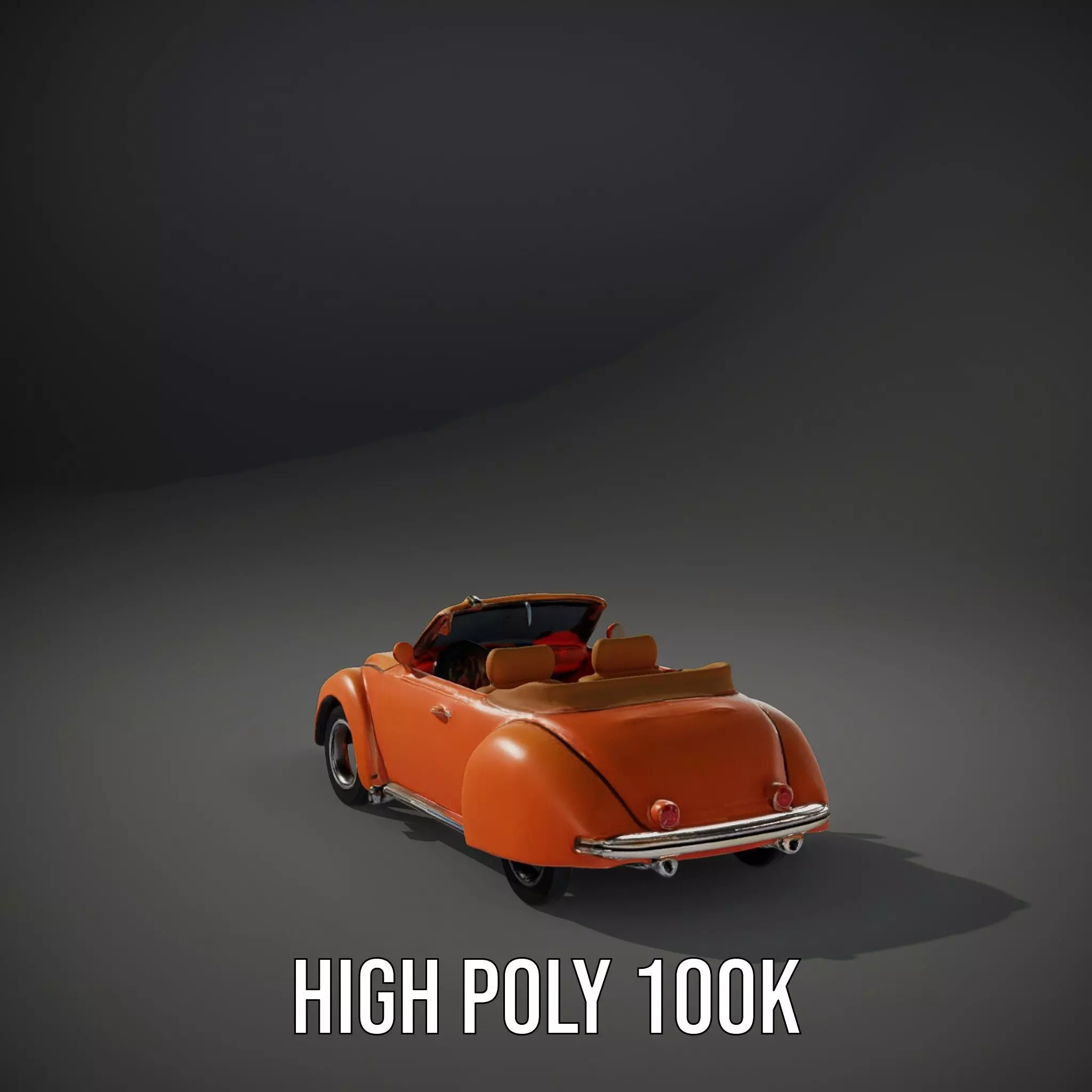 Orange Classic Convertible model pack Low-poly 3D model_8