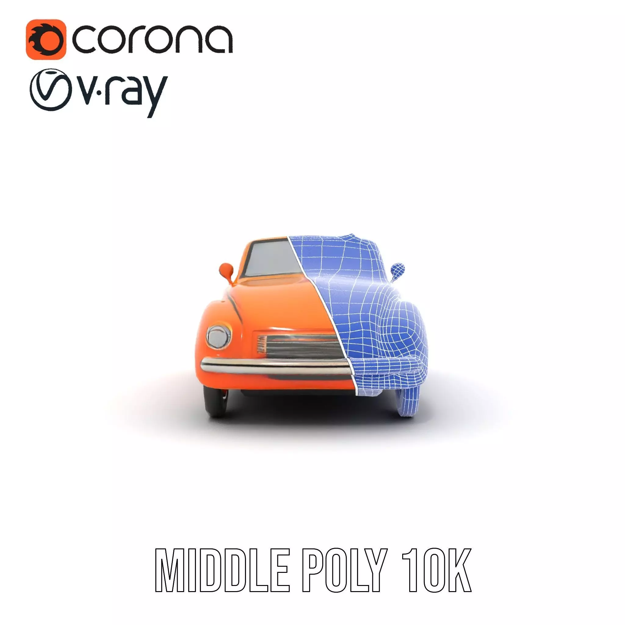 Orange Classic Convertible model pack Low-poly 3D model_27