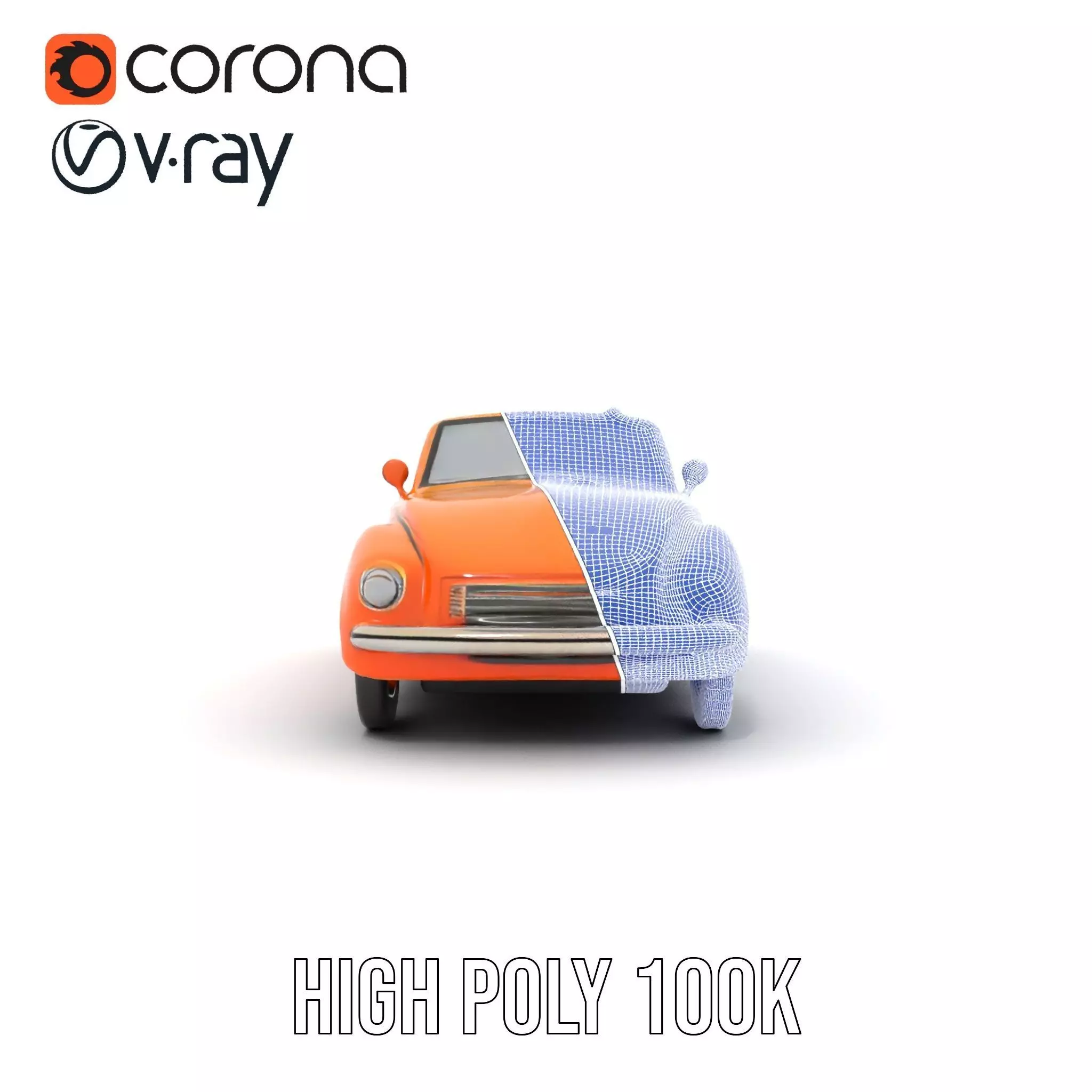 Orange Classic Convertible model pack Low-poly 3D model_33