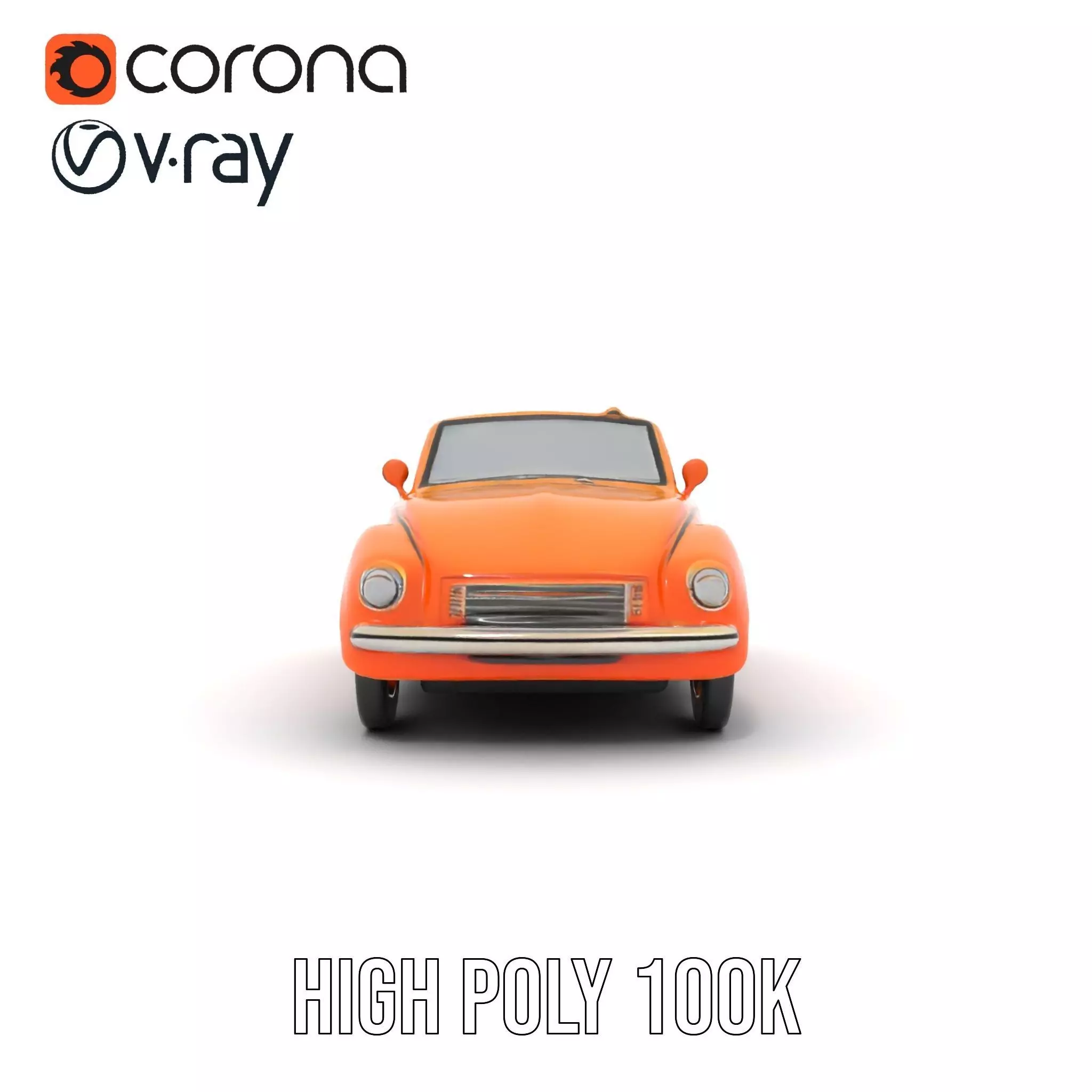 Orange Classic Convertible model pack Low-poly 3D model_23