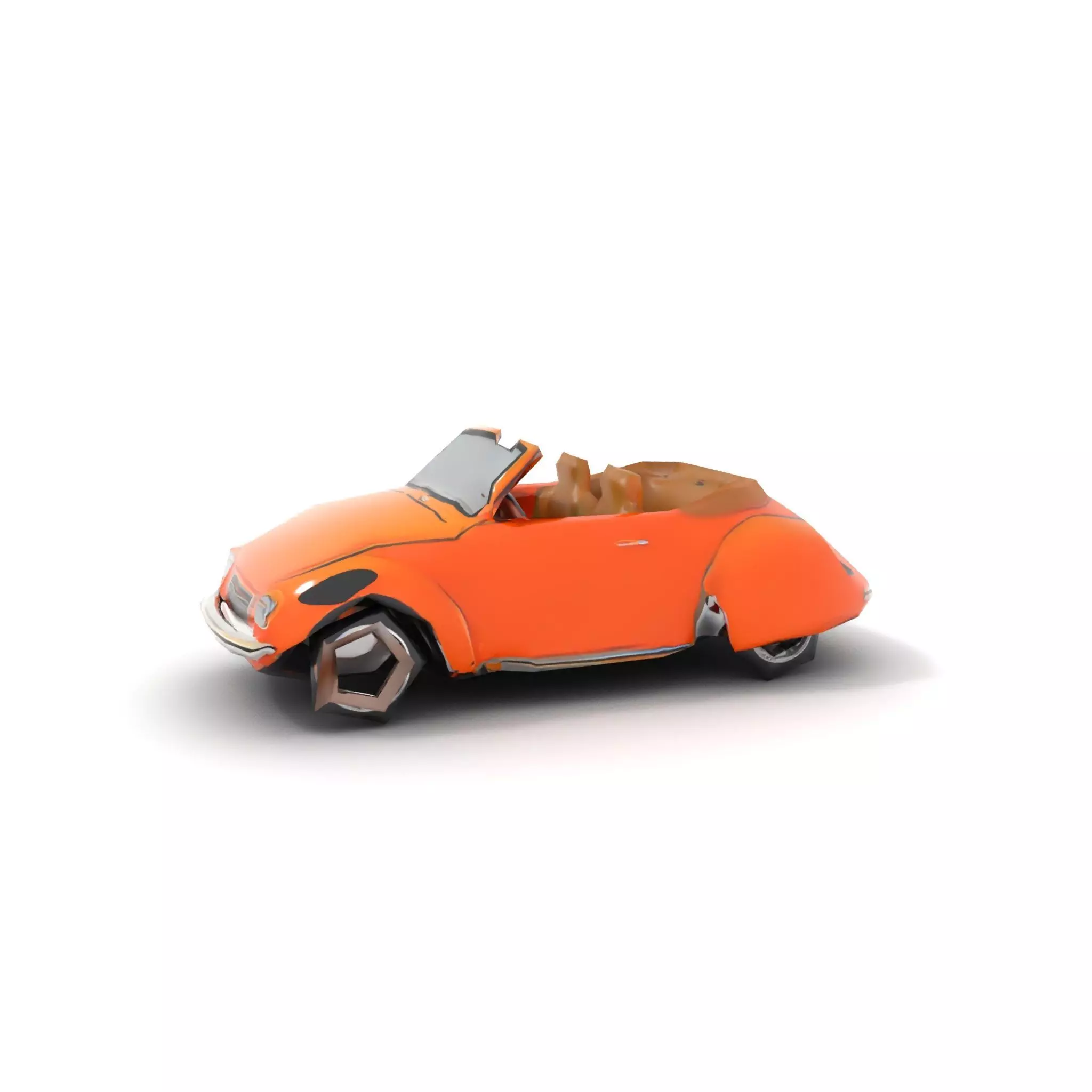 Orange Classic Convertible model pack Low-poly 3D model_9