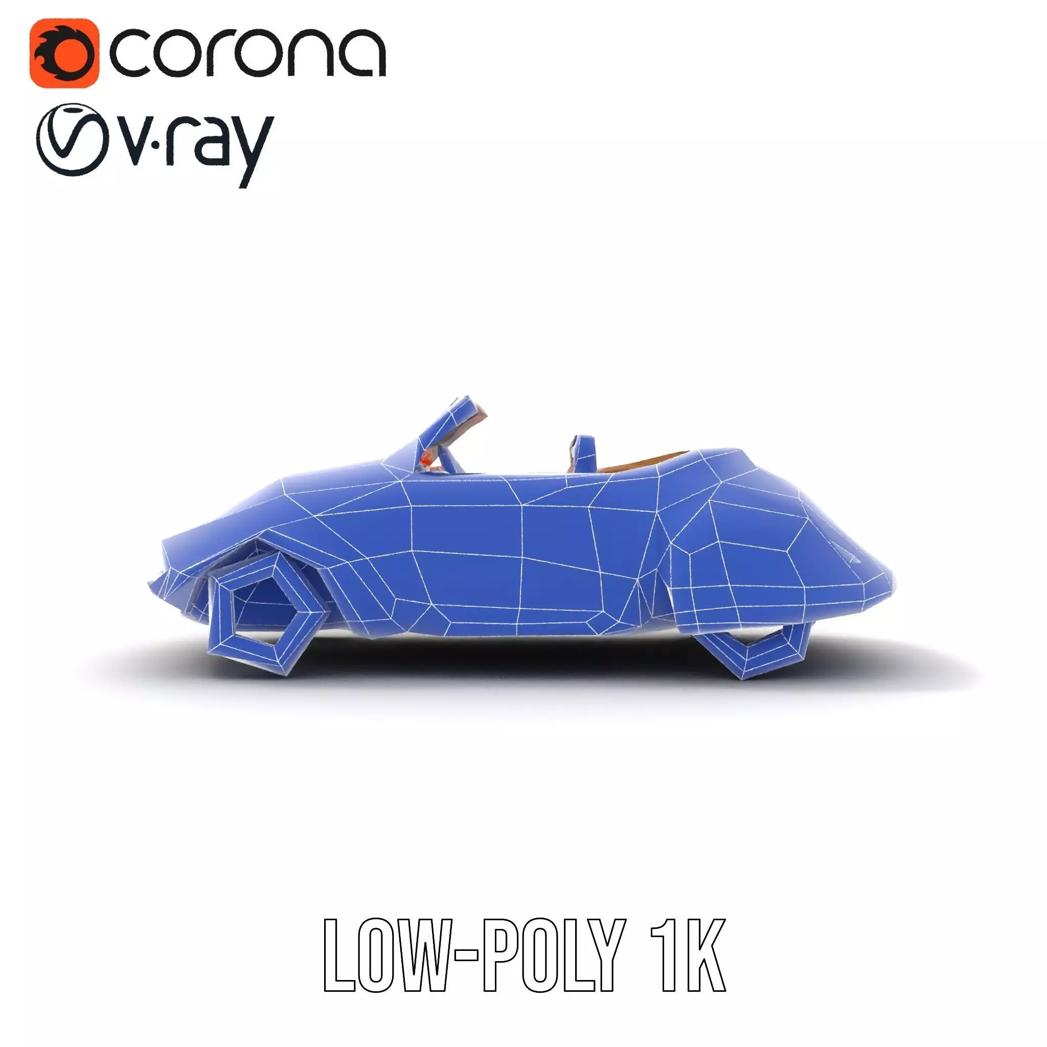 Orange Classic Convertible model pack Low-poly 3D model_31