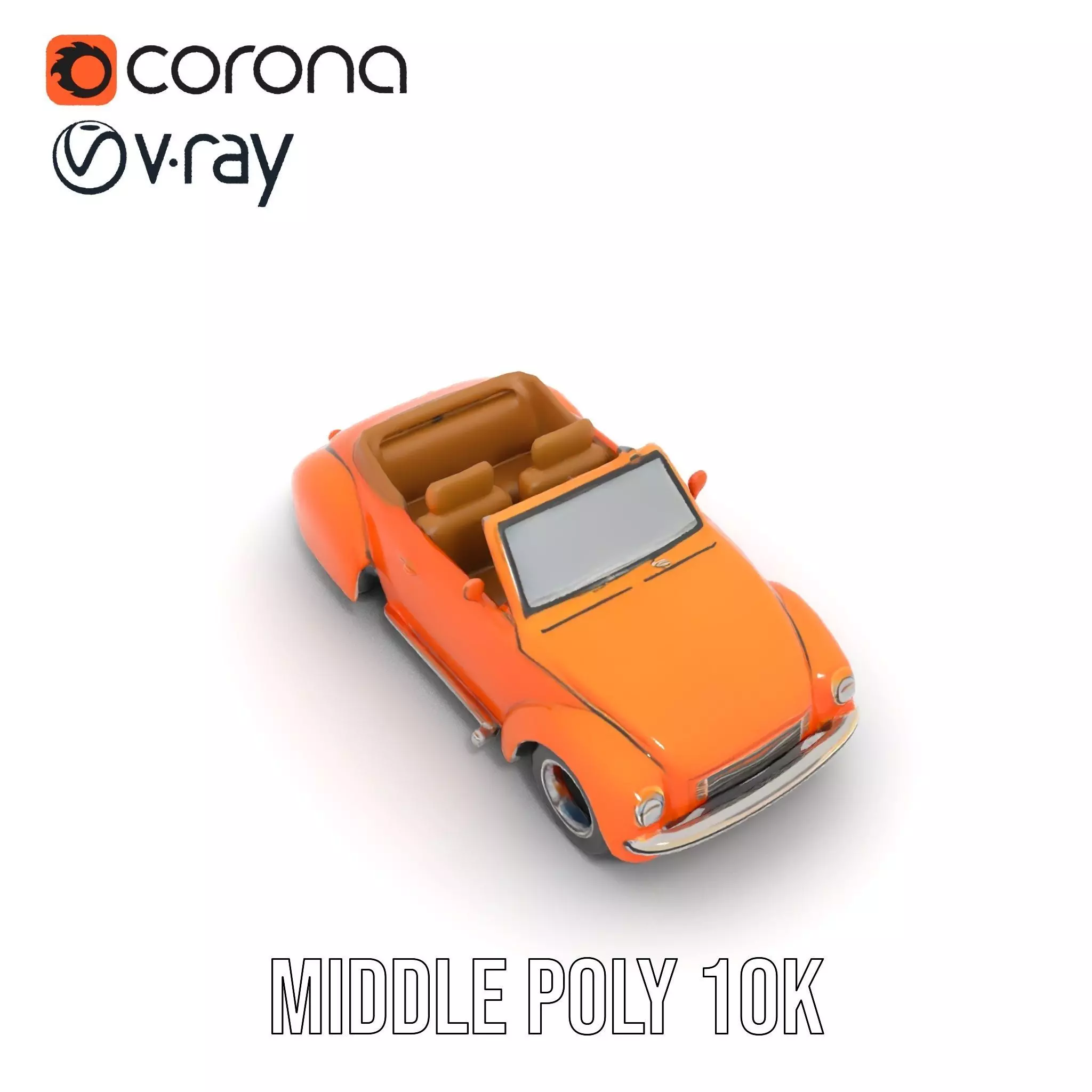 Orange Classic Convertible model pack Low-poly 3D model_11