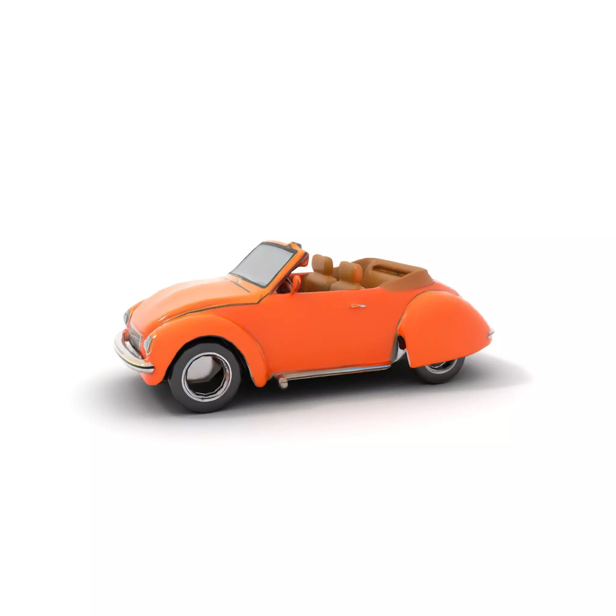 Orange Classic Convertible model pack Low-poly 3D model_6