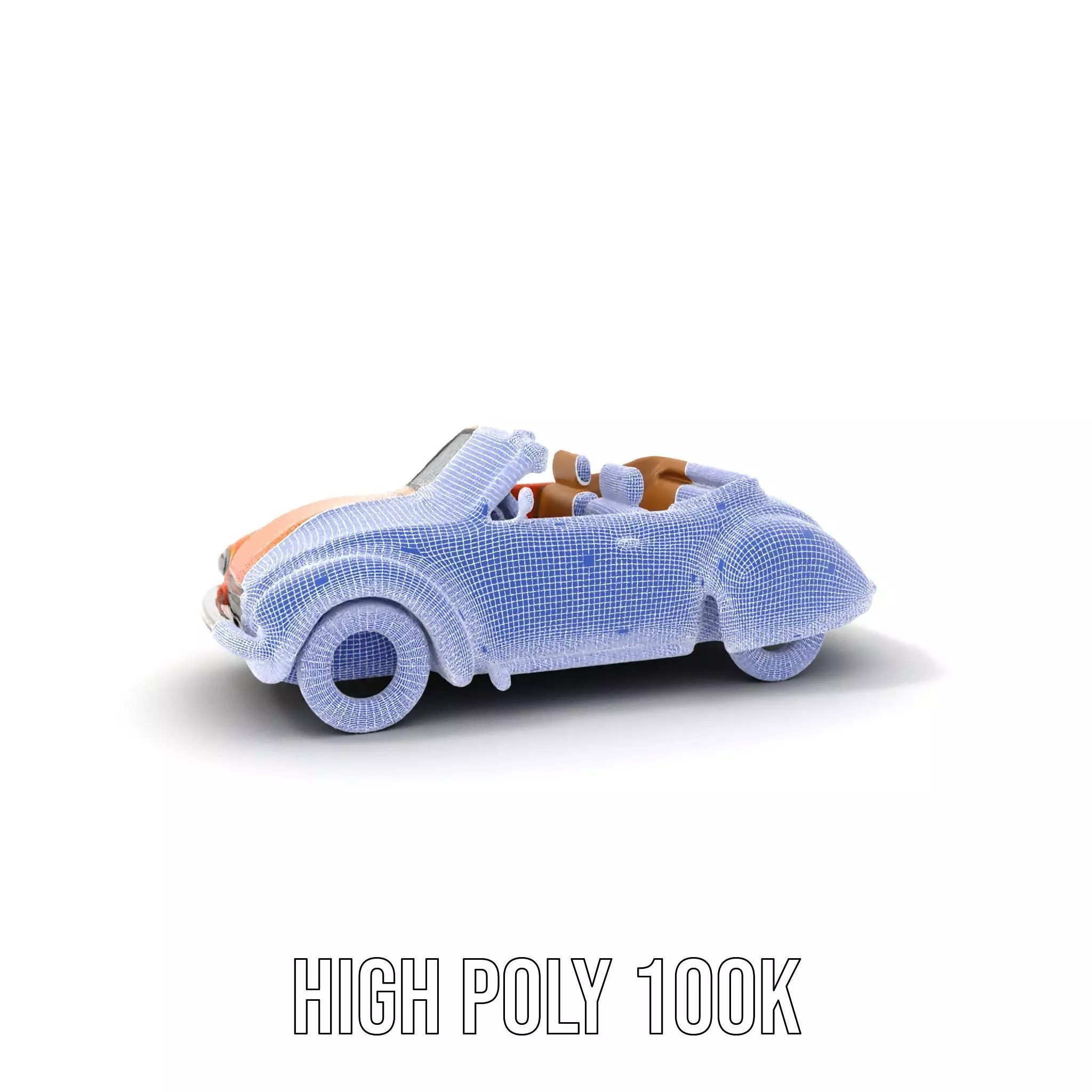 Orange Classic Convertible model pack Low-poly 3D model_4