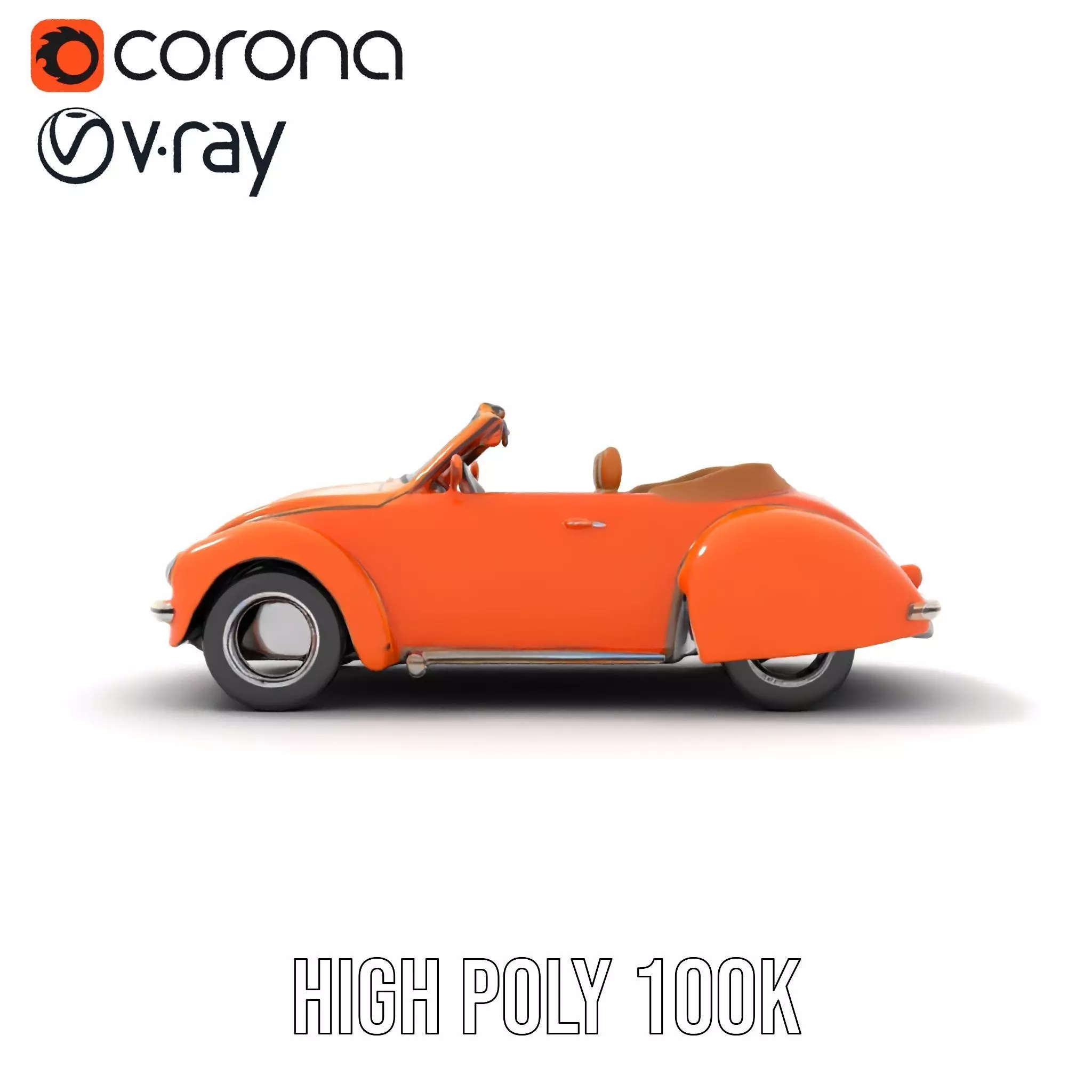 Orange Classic Convertible model pack Low-poly 3D model_26