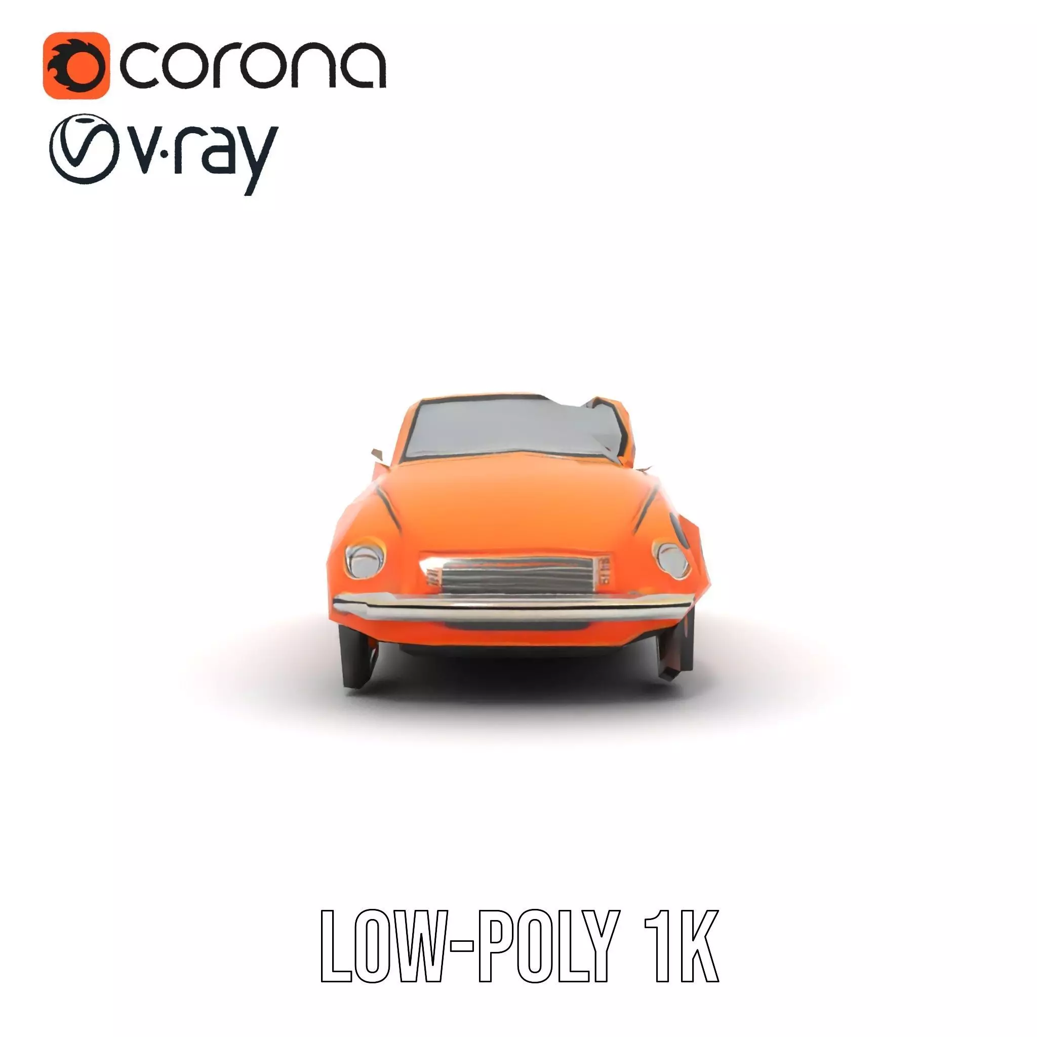 Orange Classic Convertible model pack Low-poly 3D model_14