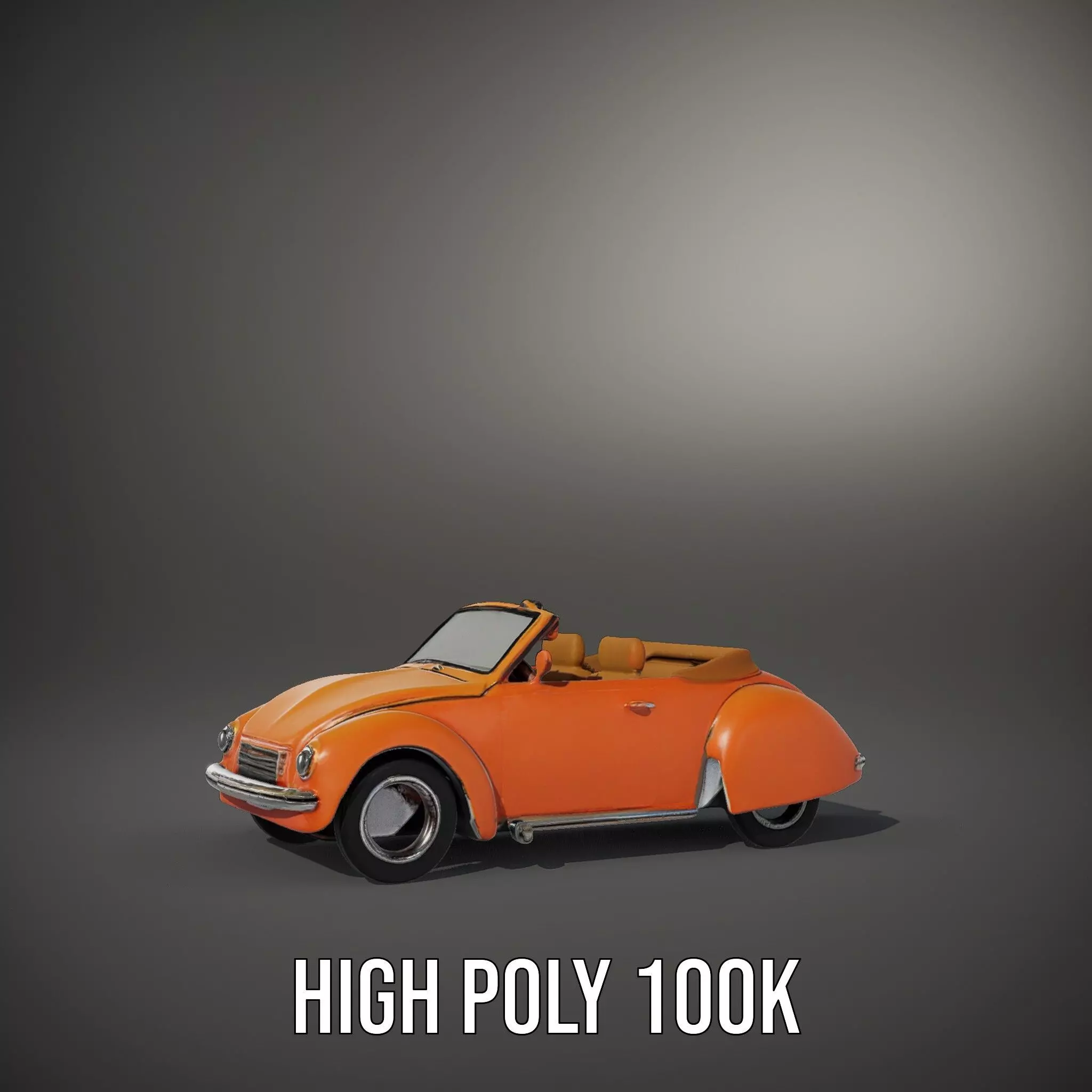 Orange Classic Convertible model pack Low-poly 3D model_10