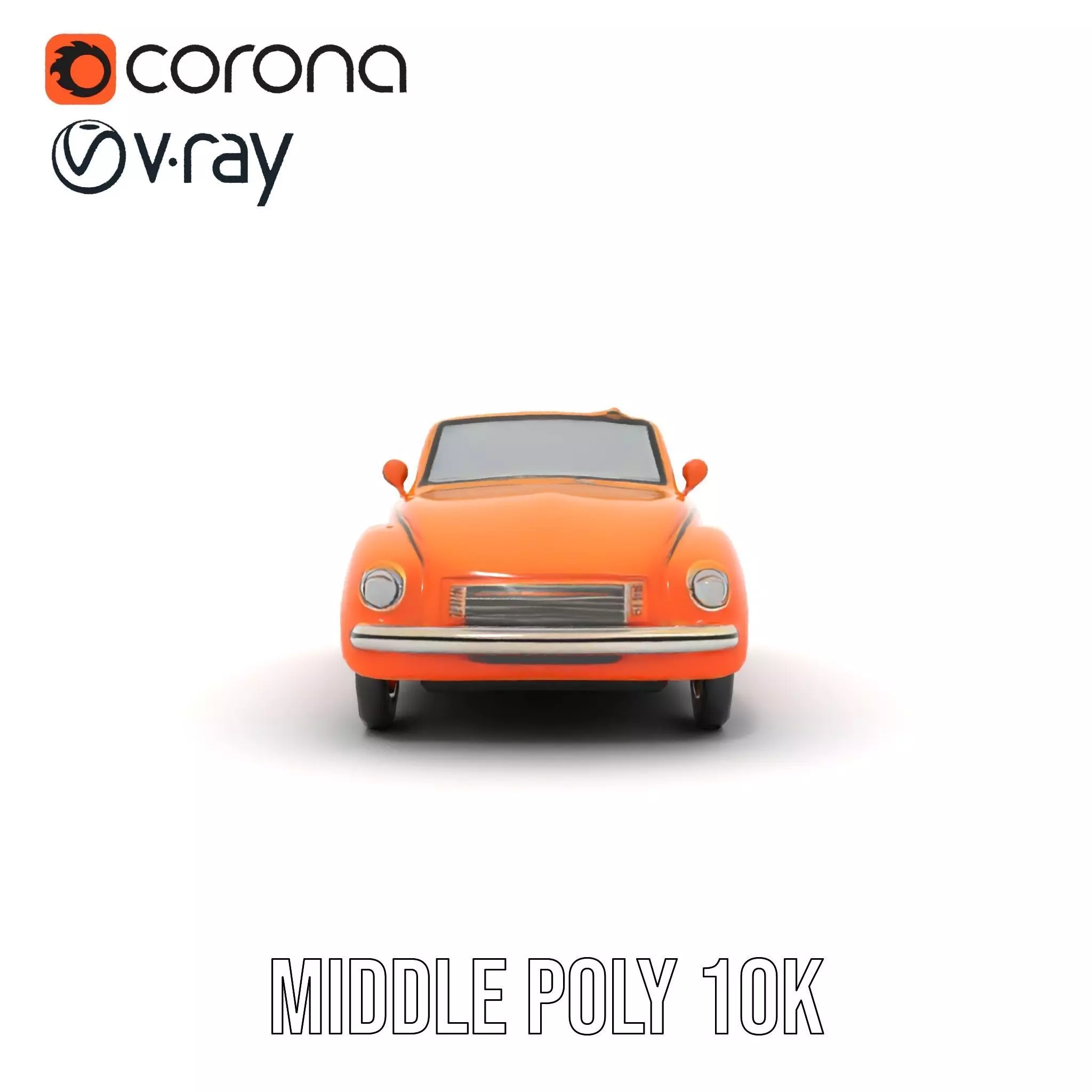 Orange Classic Convertible model pack Low-poly 3D model_24