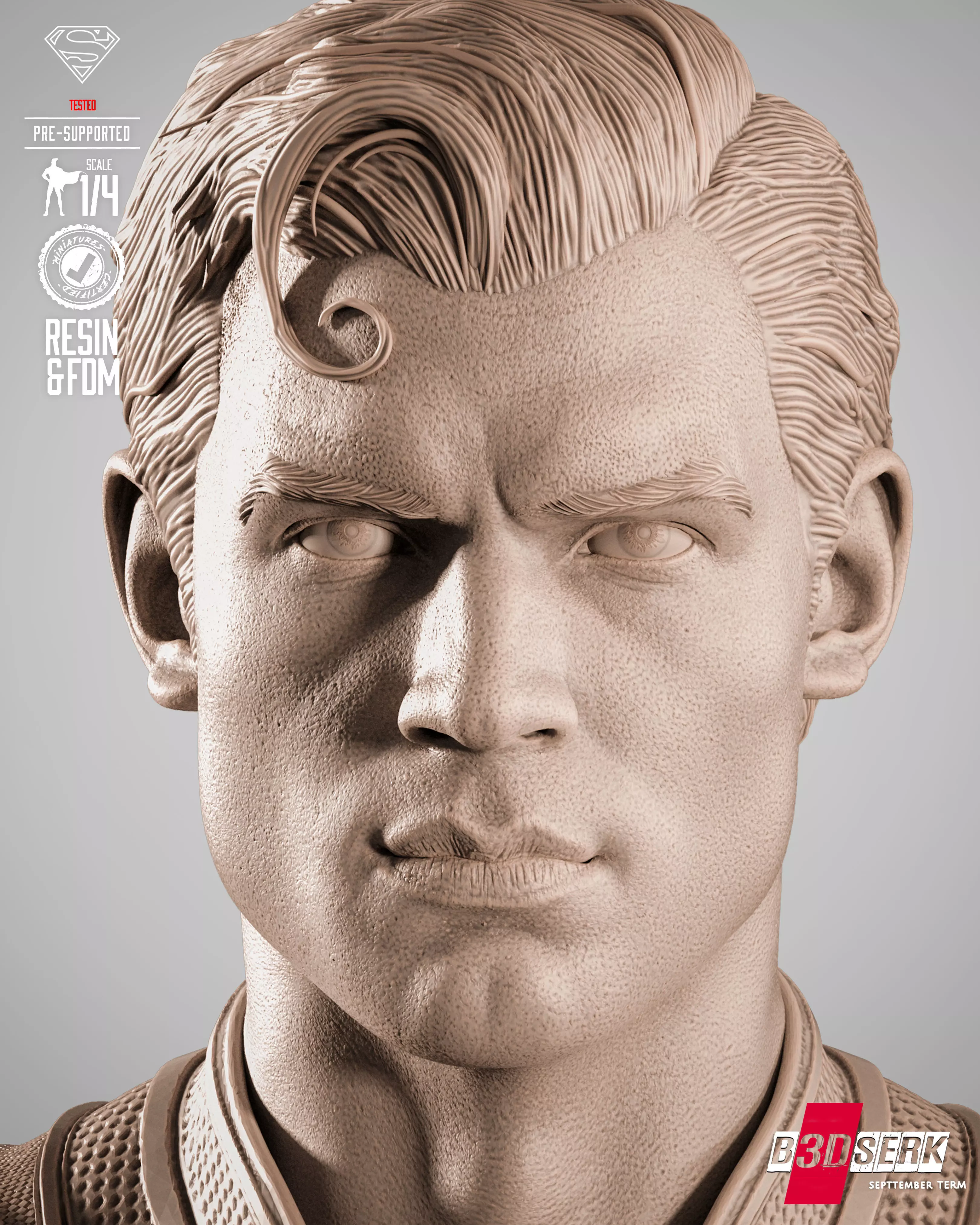 B3DSERK Superman Portrait Bust 3D print model_44