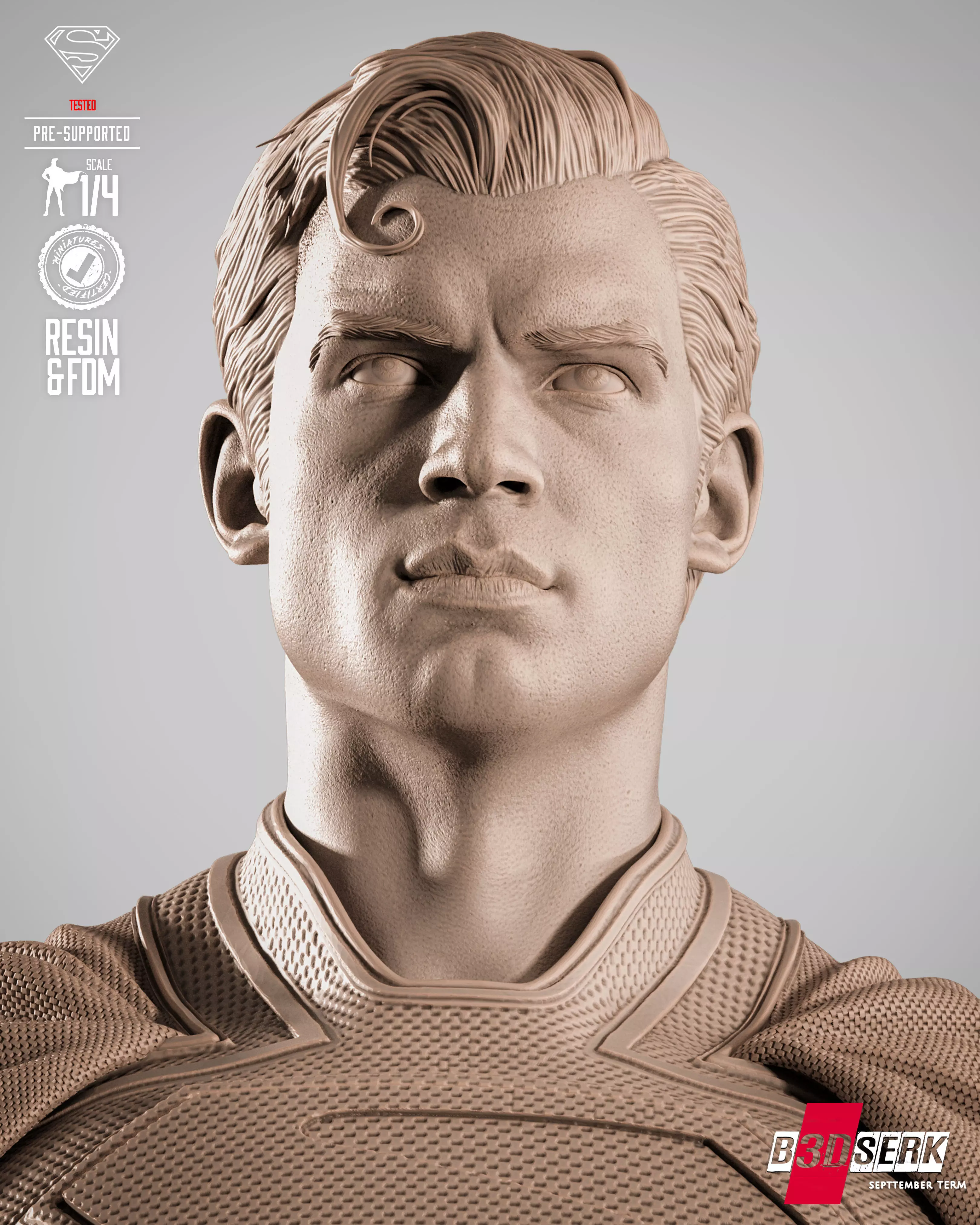 B3DSERK Superman Portrait Bust 3D print model_1
