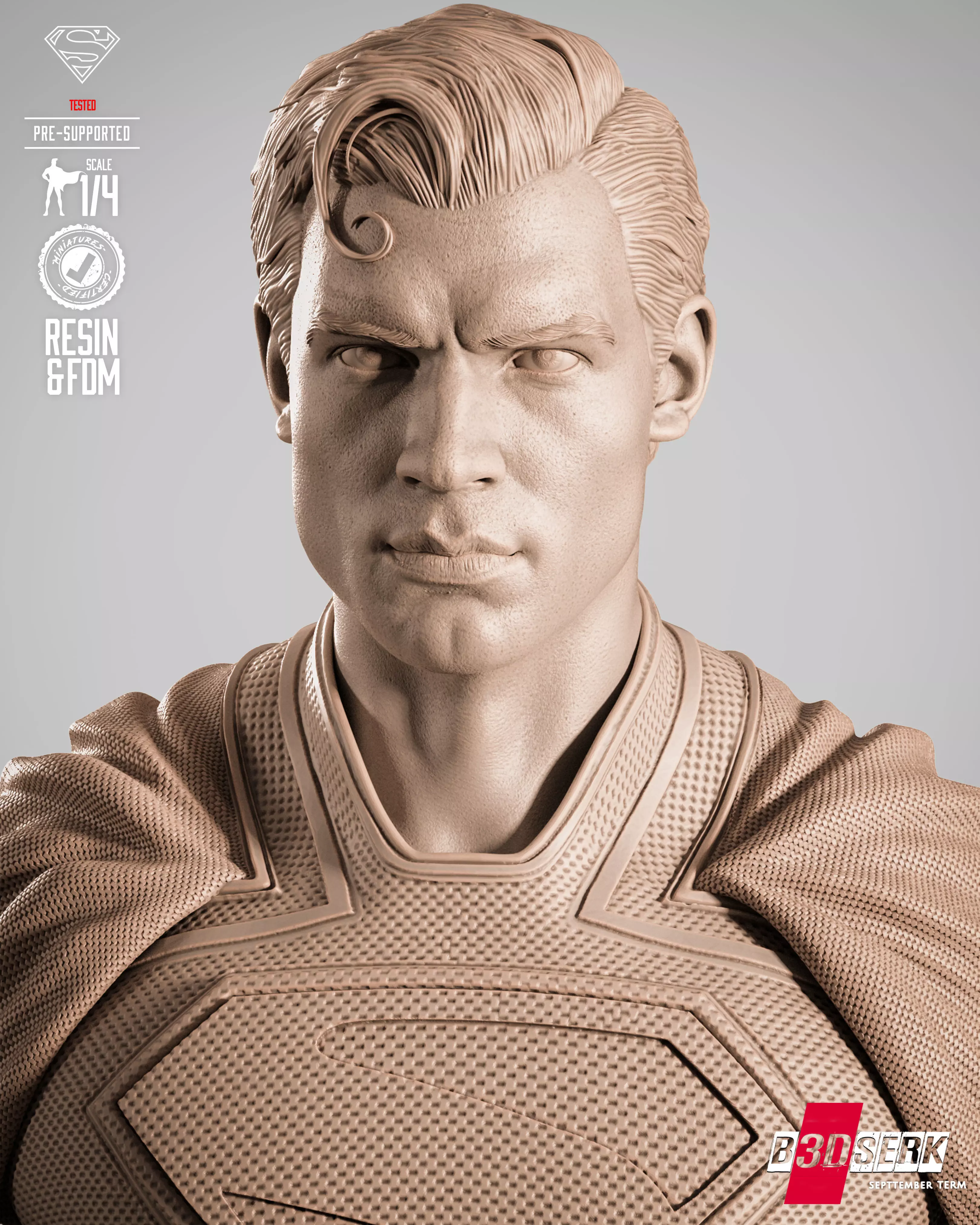 B3DSERK Superman Portrait Bust 3D print model_3