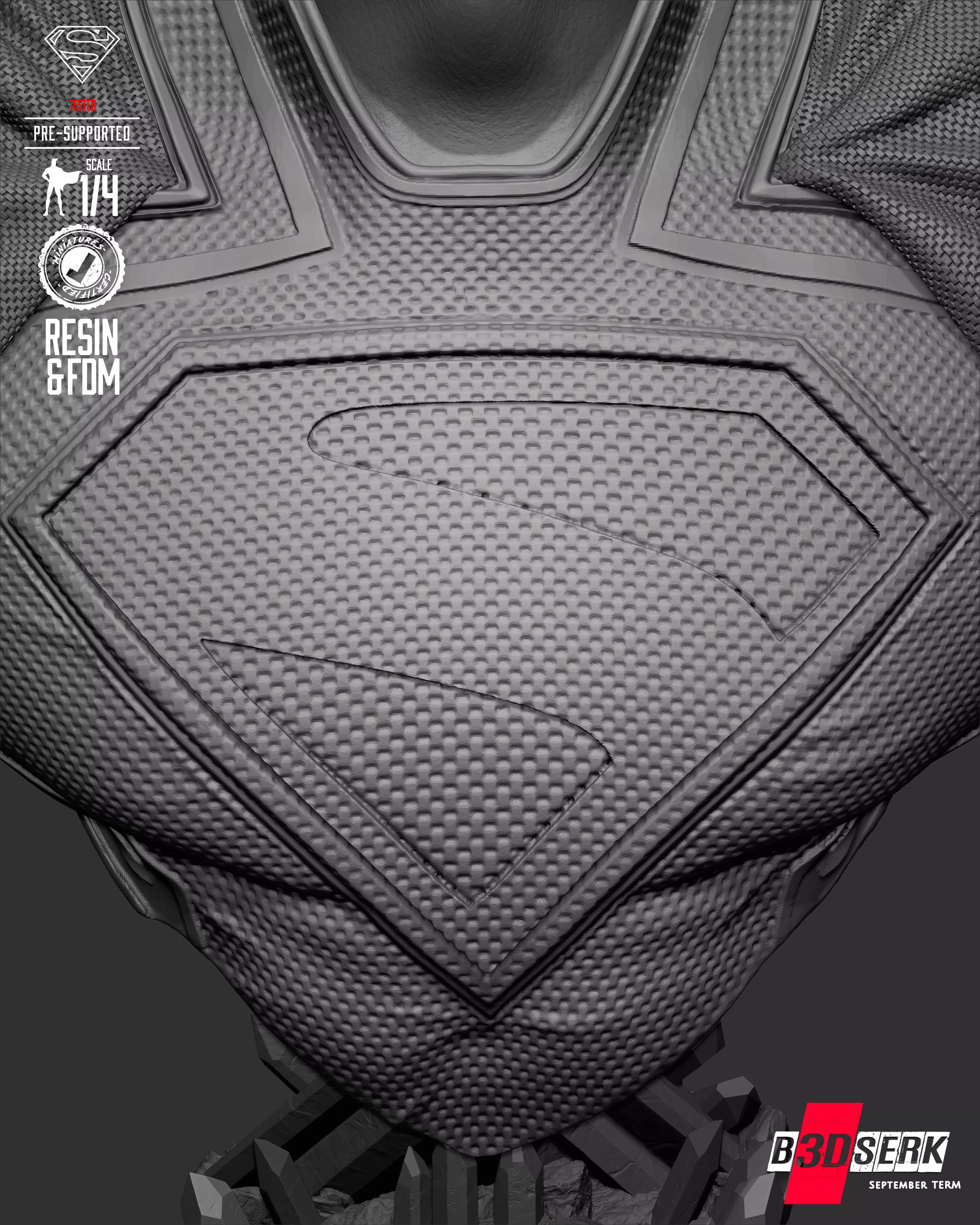 B3DSERK Superman Portrait Bust 3D print model_29