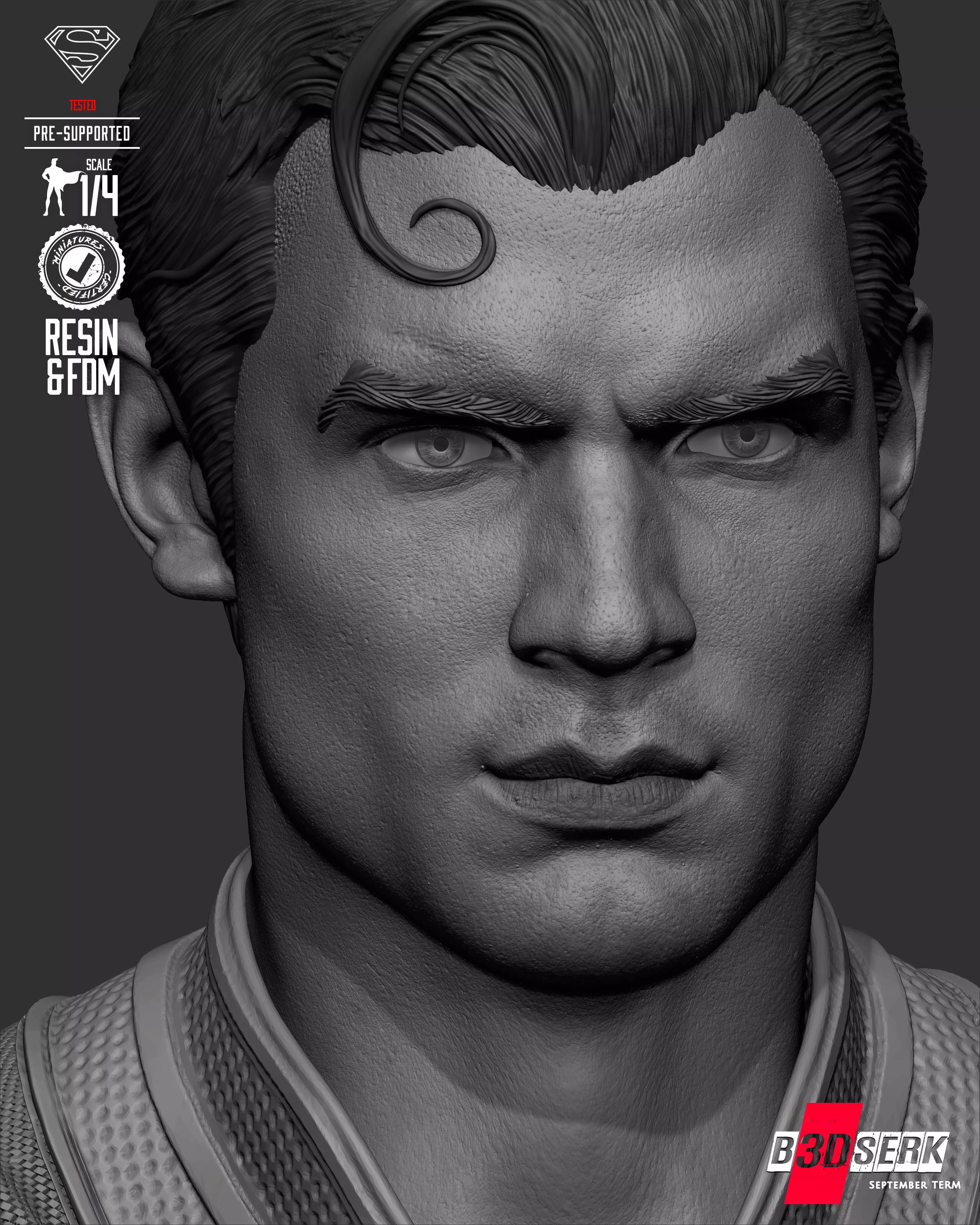 B3DSERK Superman Portrait Bust 3D print model_37