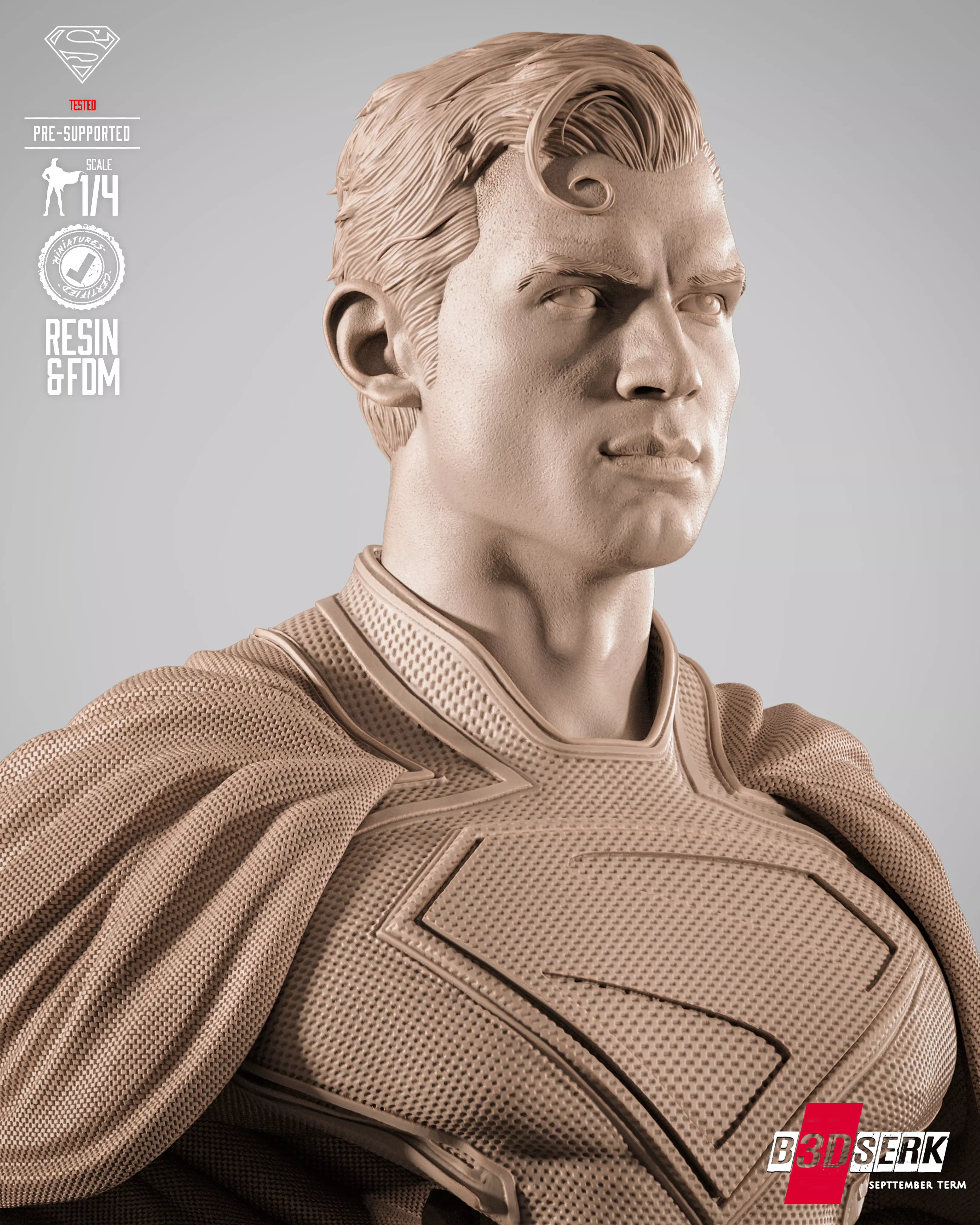 B3DSERK Superman Portrait Bust 3D print model_8