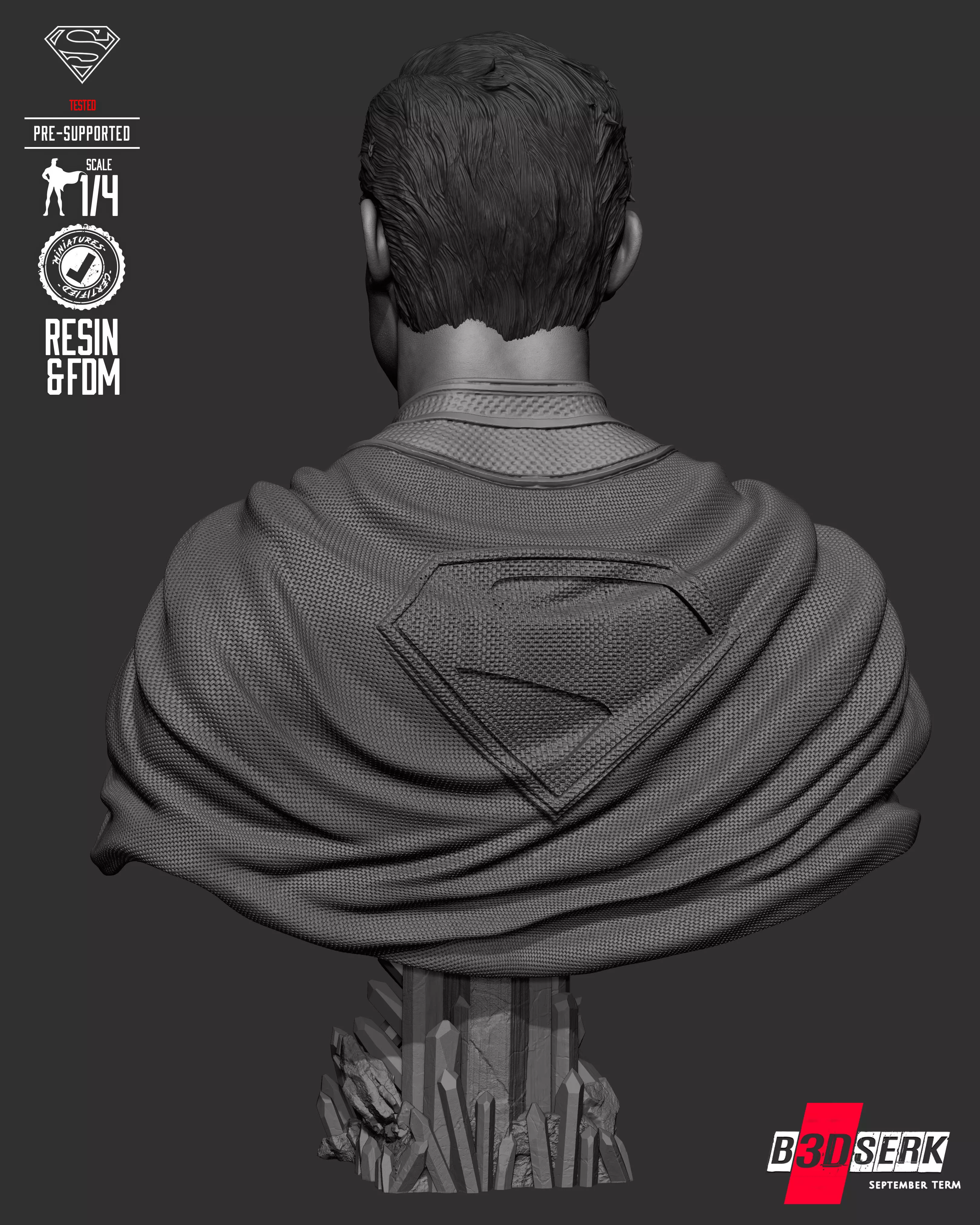 B3DSERK Superman Portrait Bust 3D print model_21