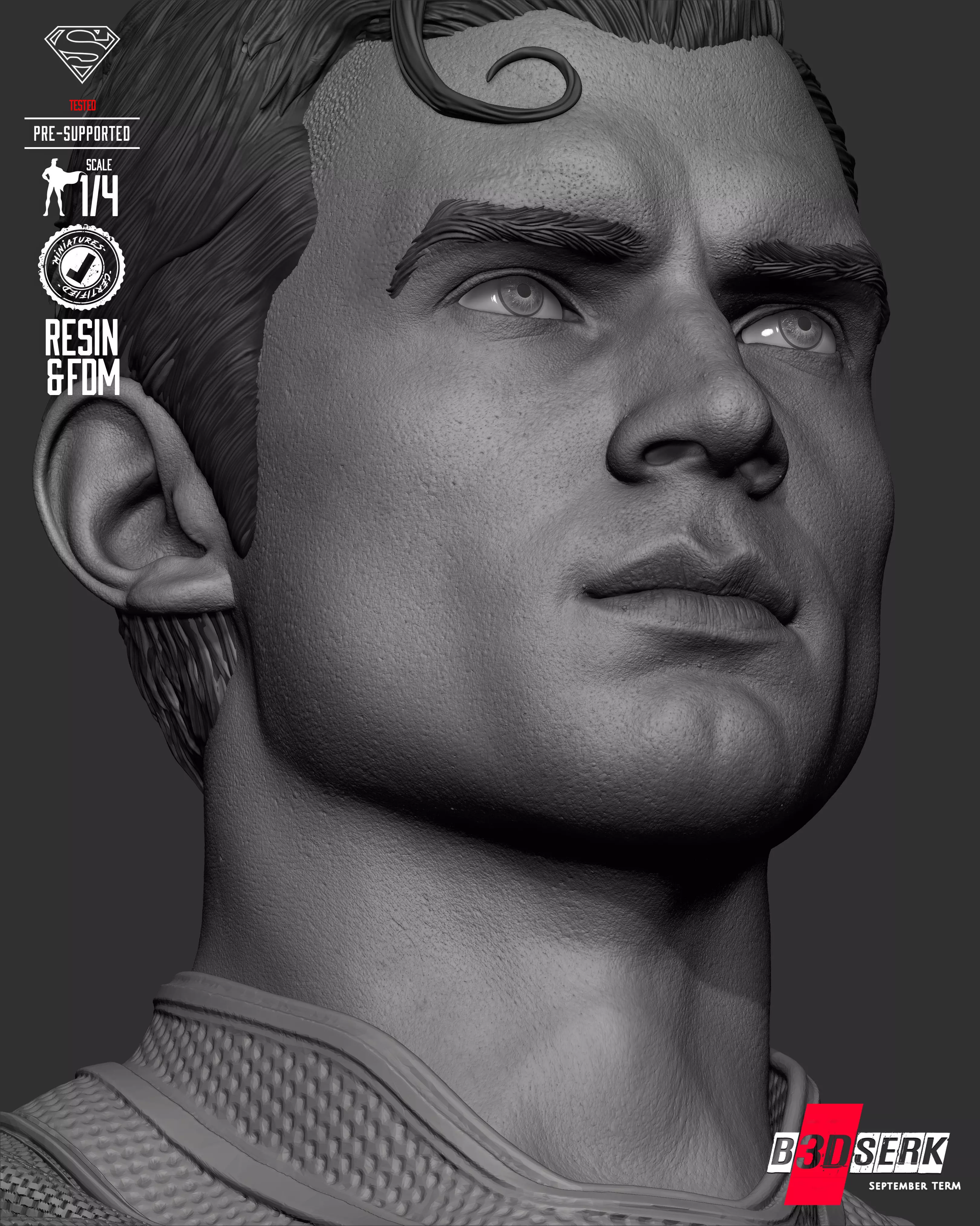 B3DSERK Superman Portrait Bust 3D print model_13