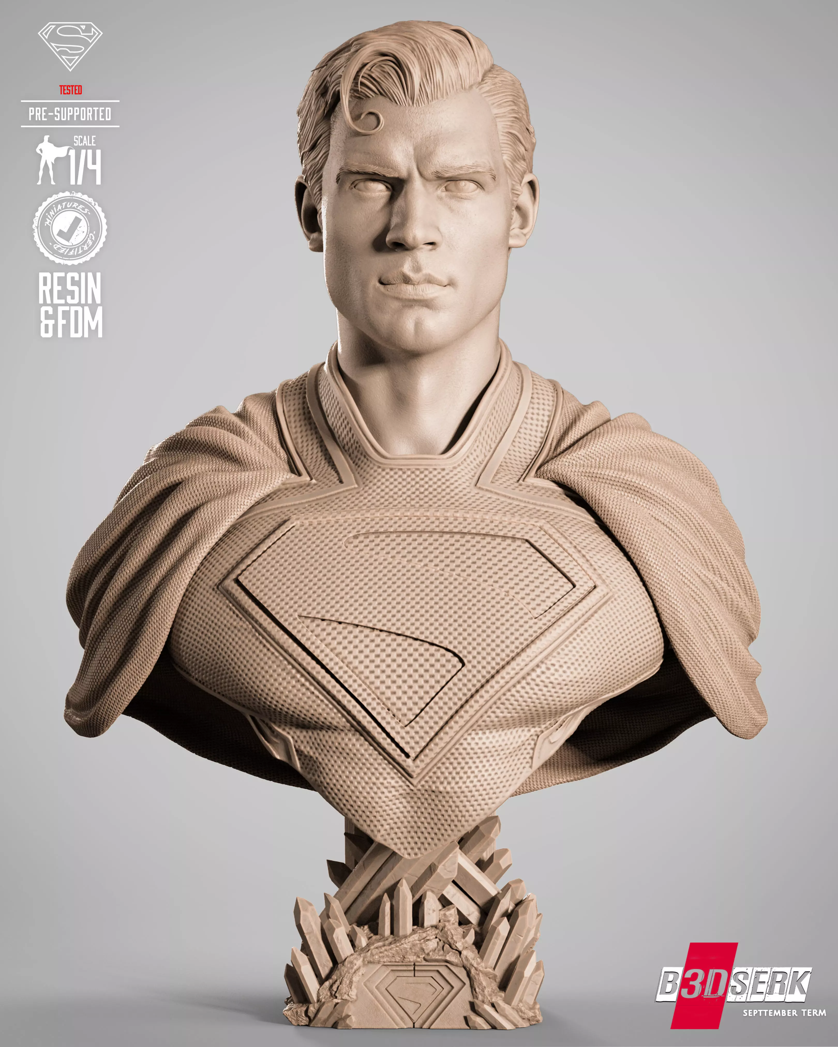 B3DSERK Superman Portrait Bust 3D print model_0