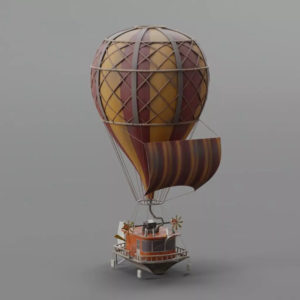 Steampunk Hot Air Balloon 3D model_0
