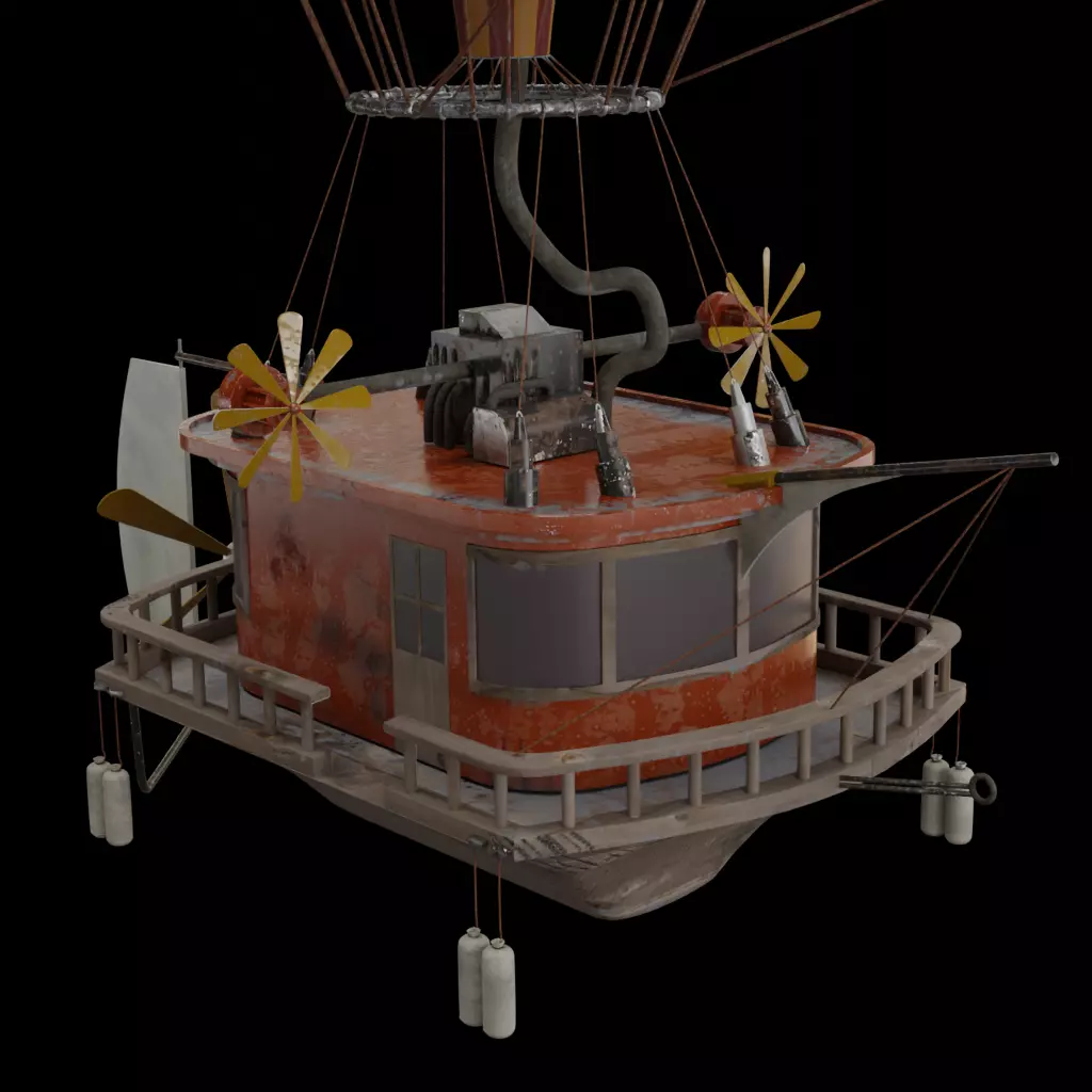Steampunk Hot Air Balloon 3D model_4