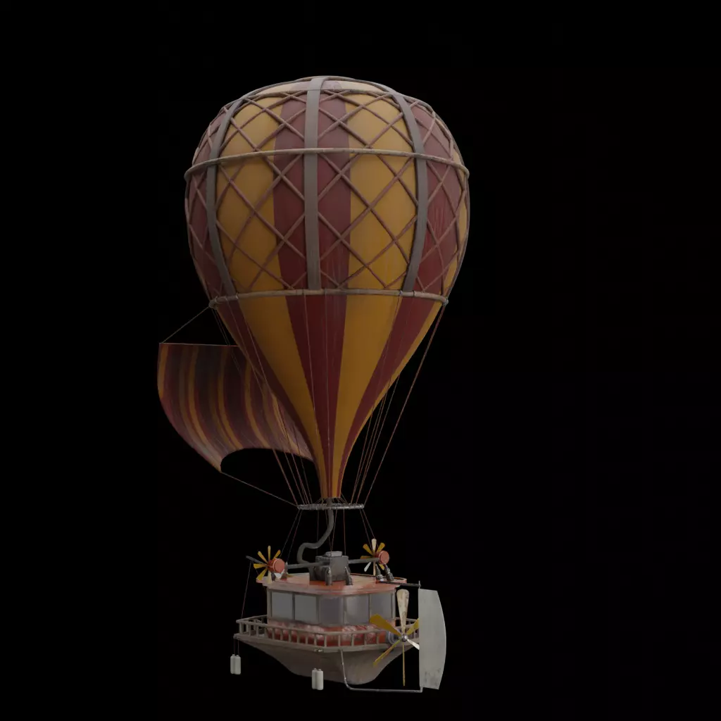 Steampunk Hot Air Balloon 3D model_2