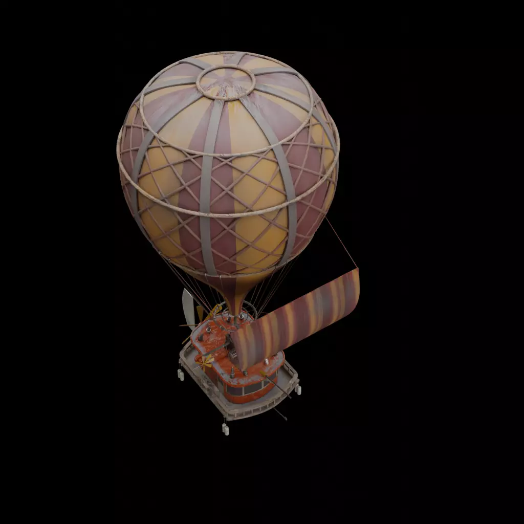 Steampunk Hot Air Balloon 3D model_3