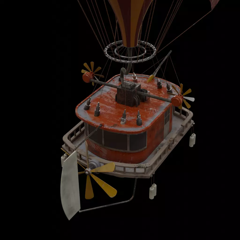 Steampunk Hot Air Balloon 3D model_5