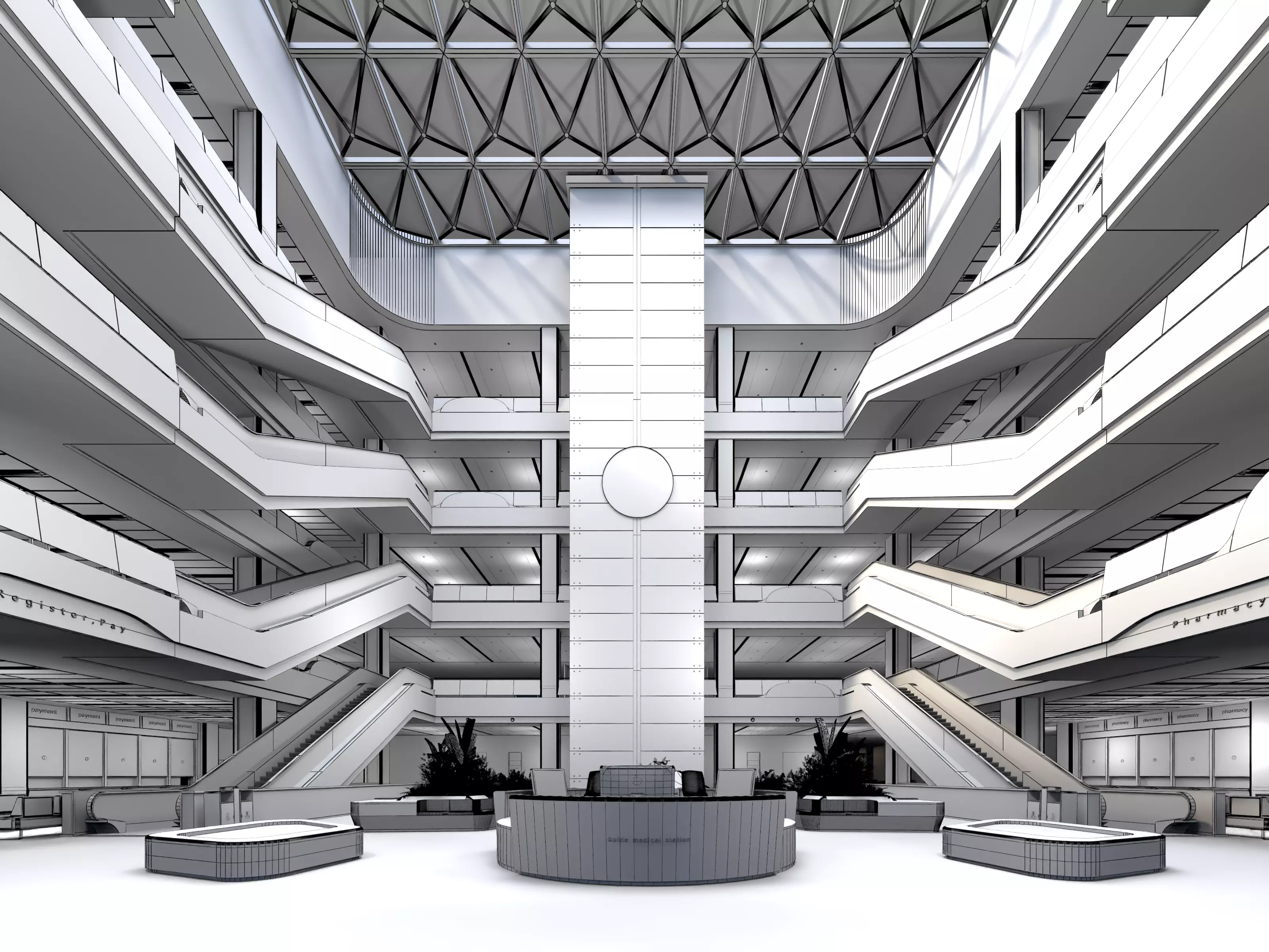 Hospital atrium 02 3D model_8