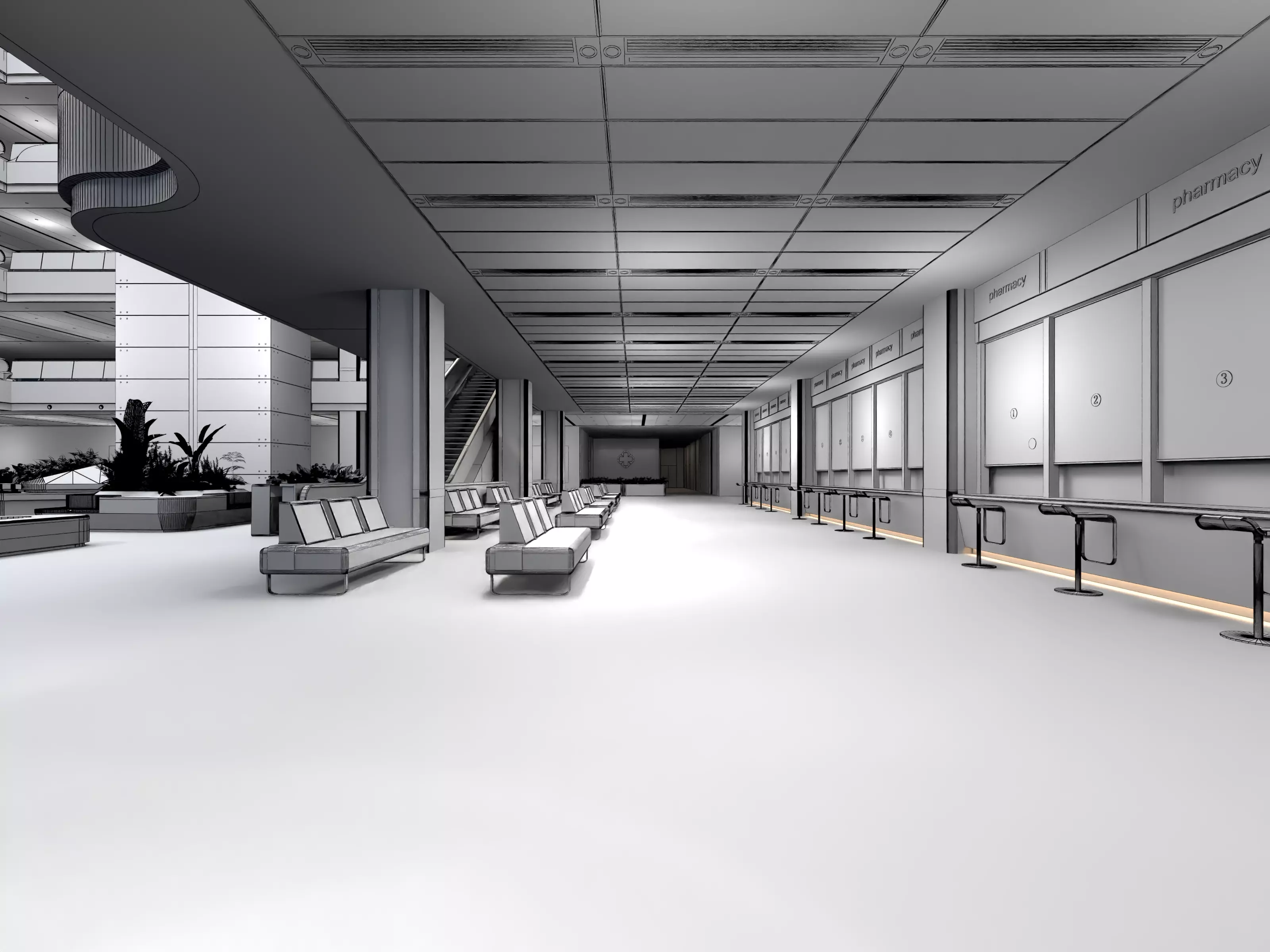 Hospital atrium 02 3D model_9
