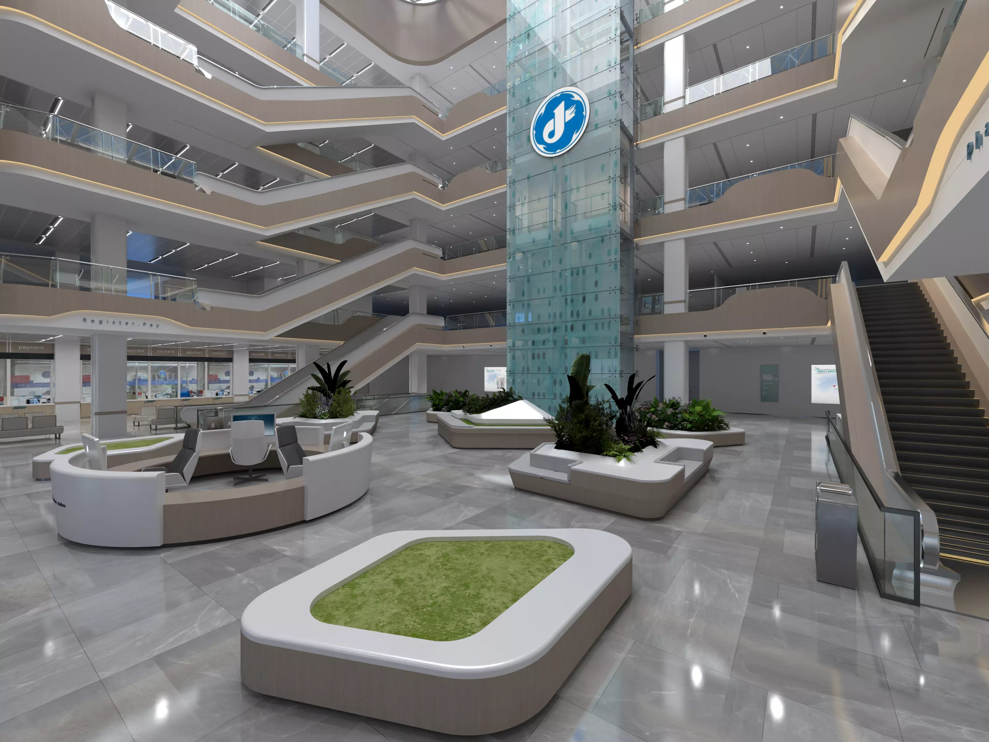 Hospital atrium 02 3D model_3