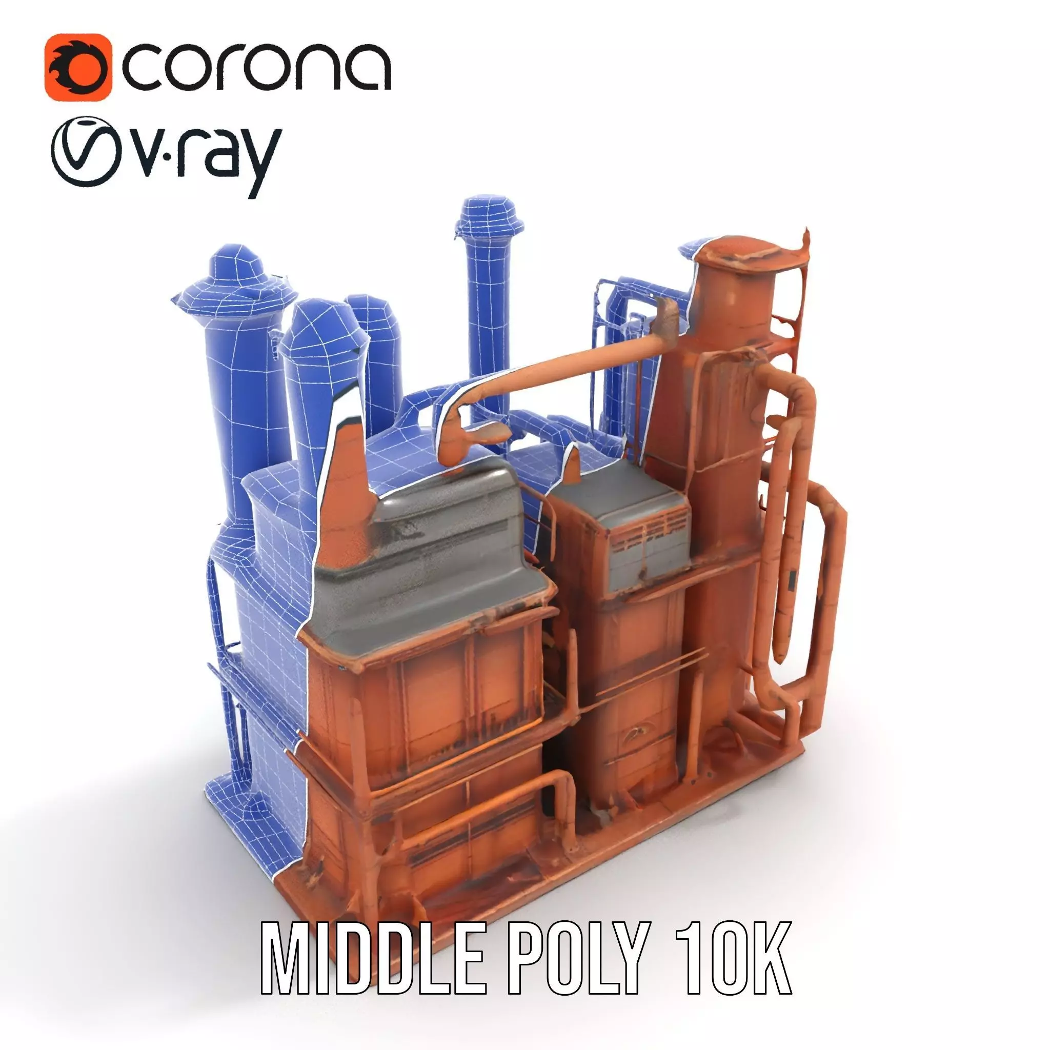 Rustic Factory Complex model pack Low-poly 3D model_5