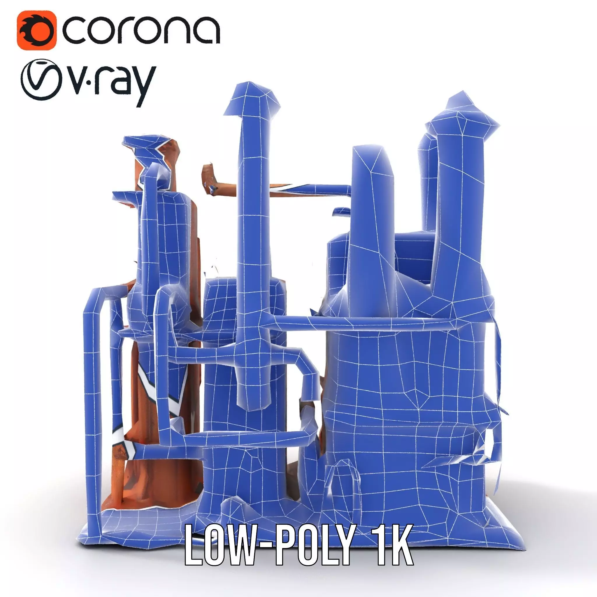 Rustic Factory Complex model pack Low-poly 3D model_28