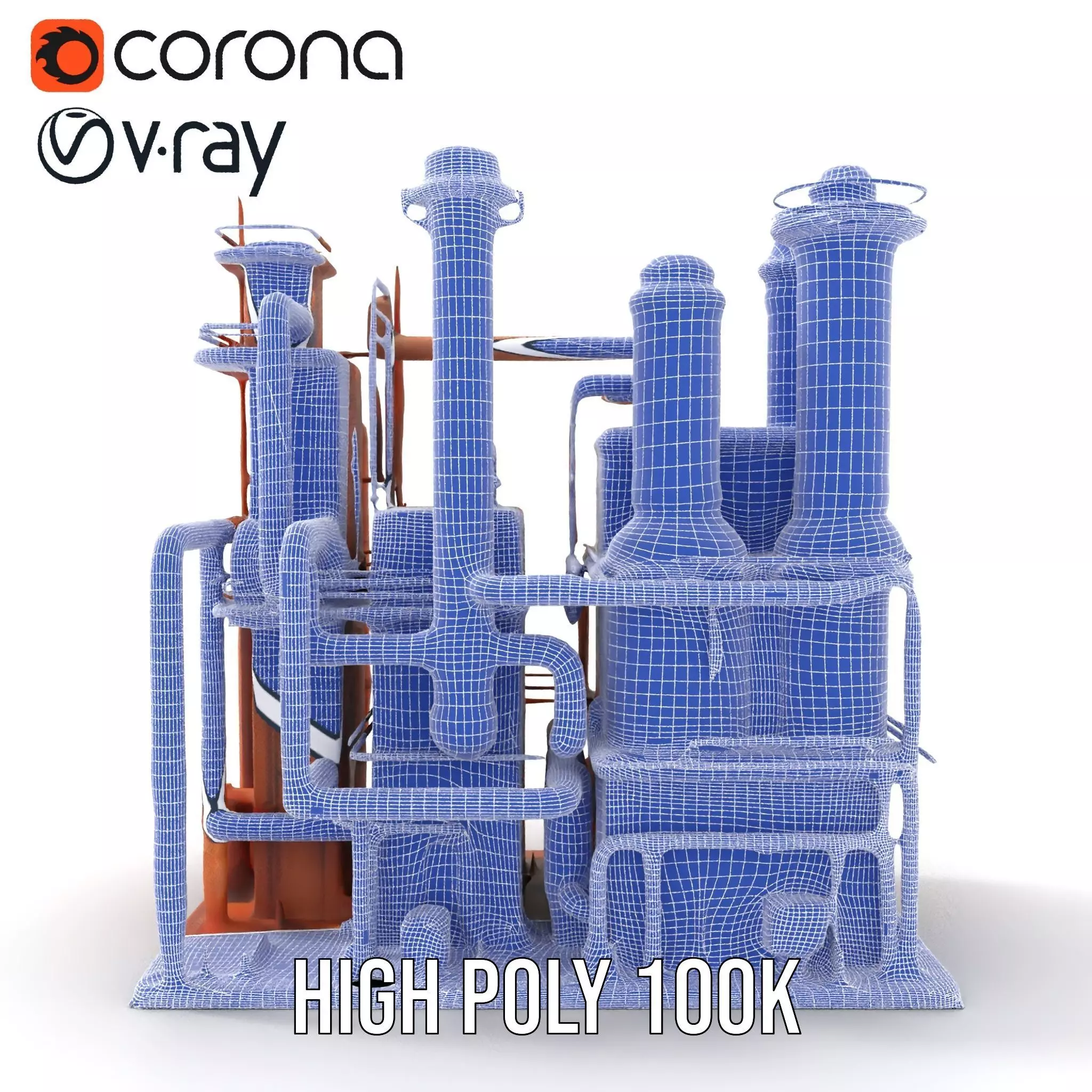 Rustic Factory Complex model pack Low-poly 3D model_32