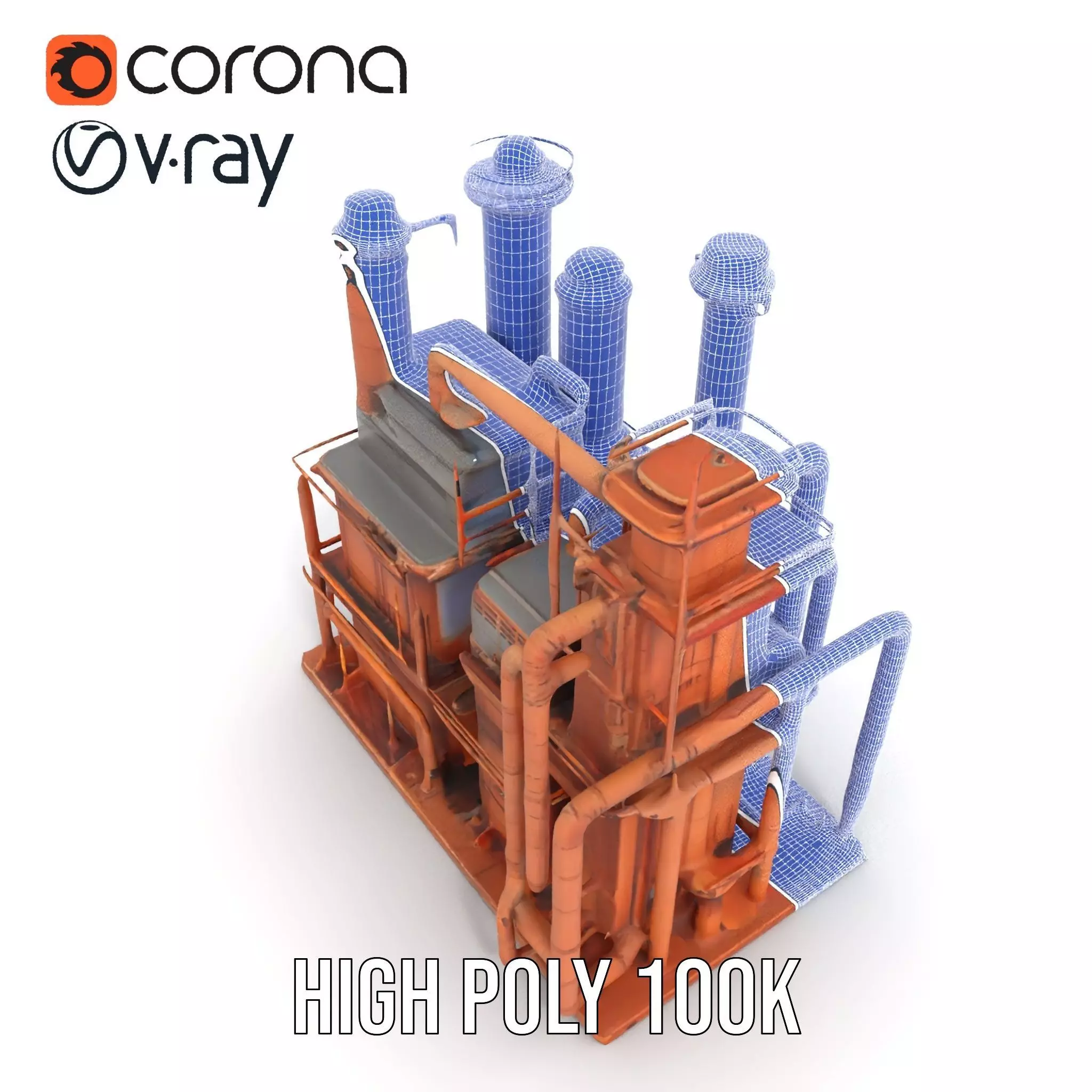 Rustic Factory Complex model pack Low-poly 3D model_34