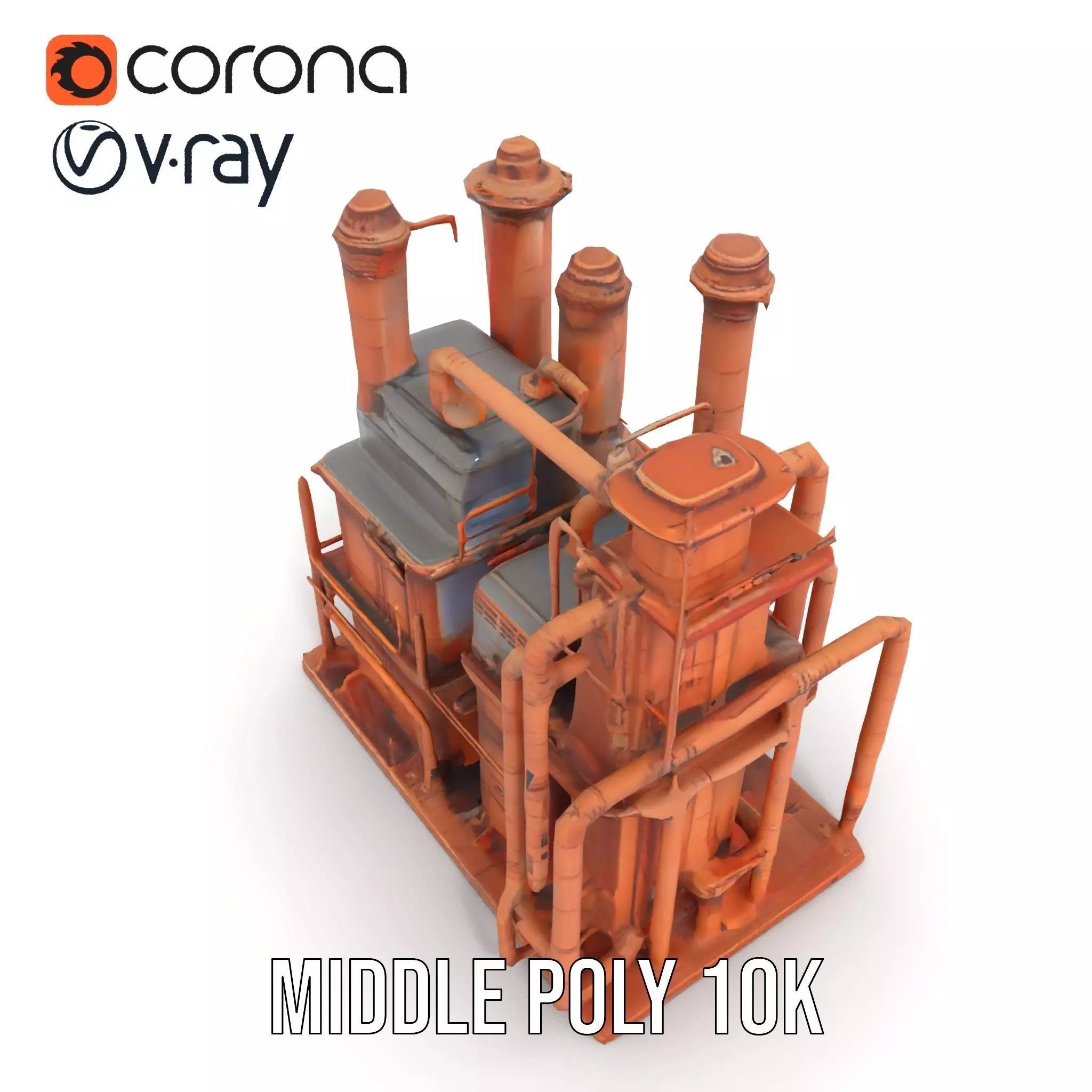 Rustic Factory Complex model pack Low-poly 3D model_6