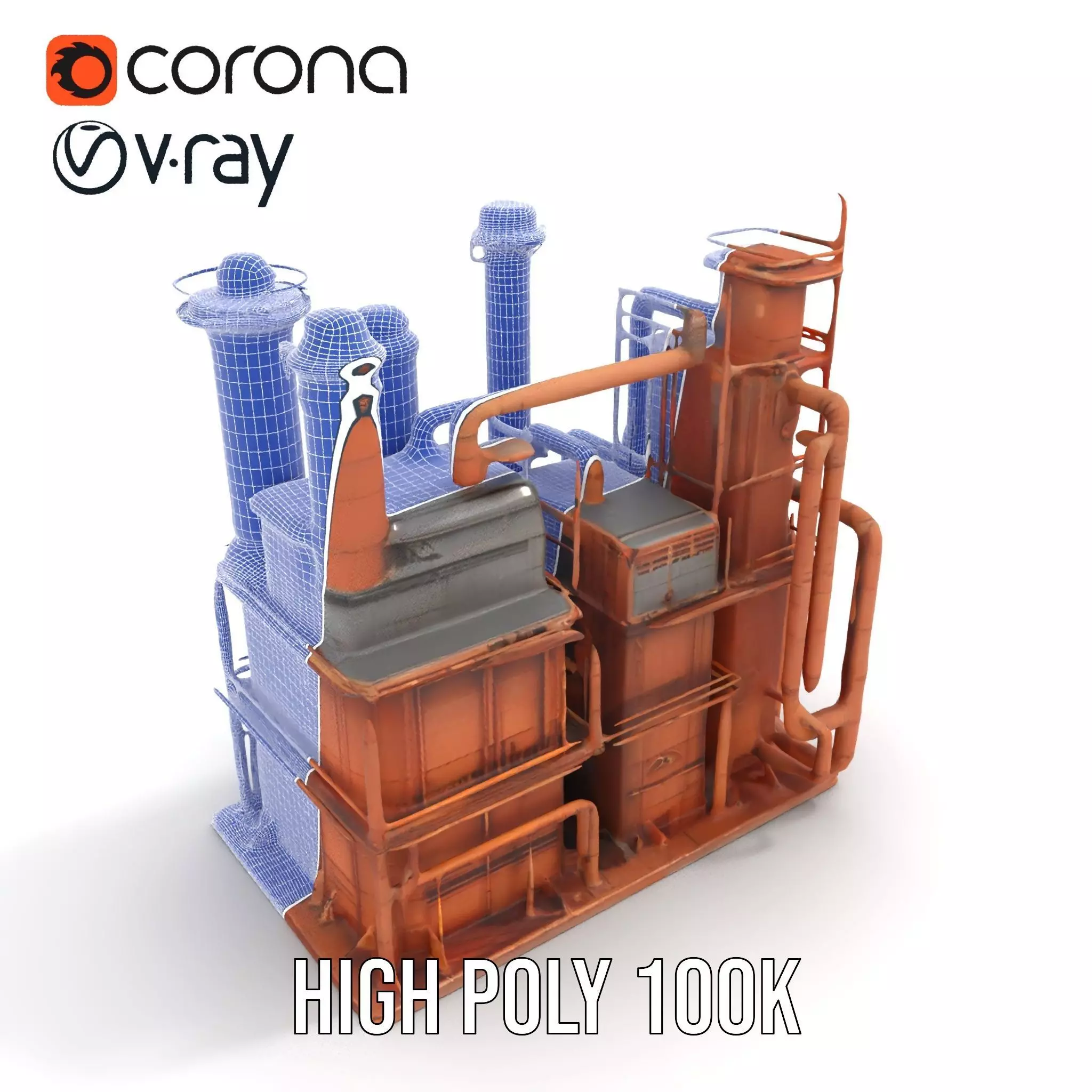 Rustic Factory Complex model pack Low-poly 3D model_31
