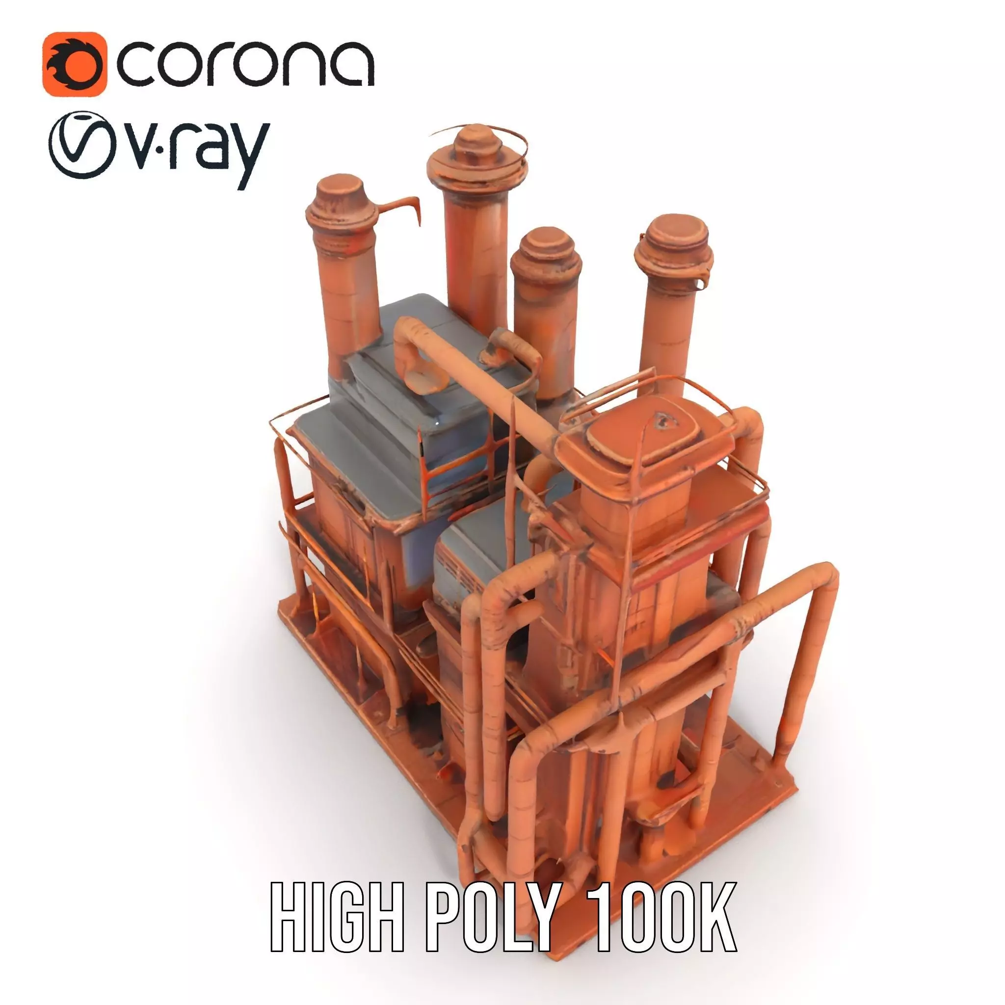 Rustic Factory Complex model pack Low-poly 3D model_17