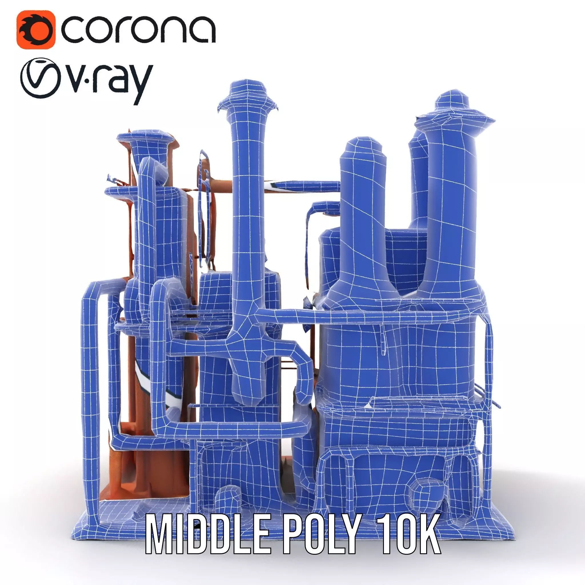 Rustic Factory Complex model pack Low-poly 3D model_15