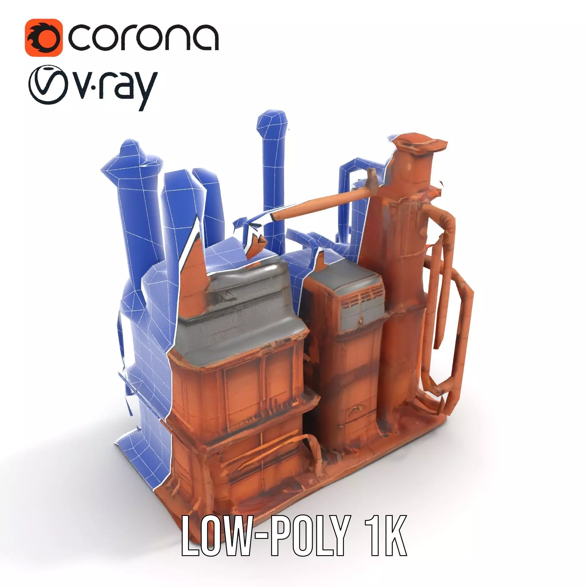 Rustic Factory Complex model pack Low-poly 3D model_14