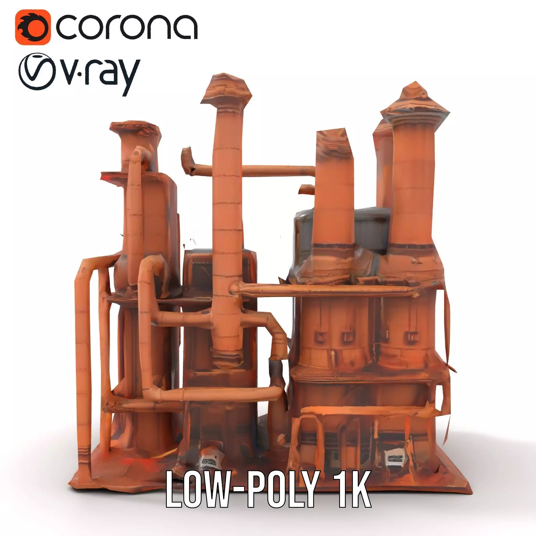 Rustic Factory Complex model pack Low-poly 3D model_12