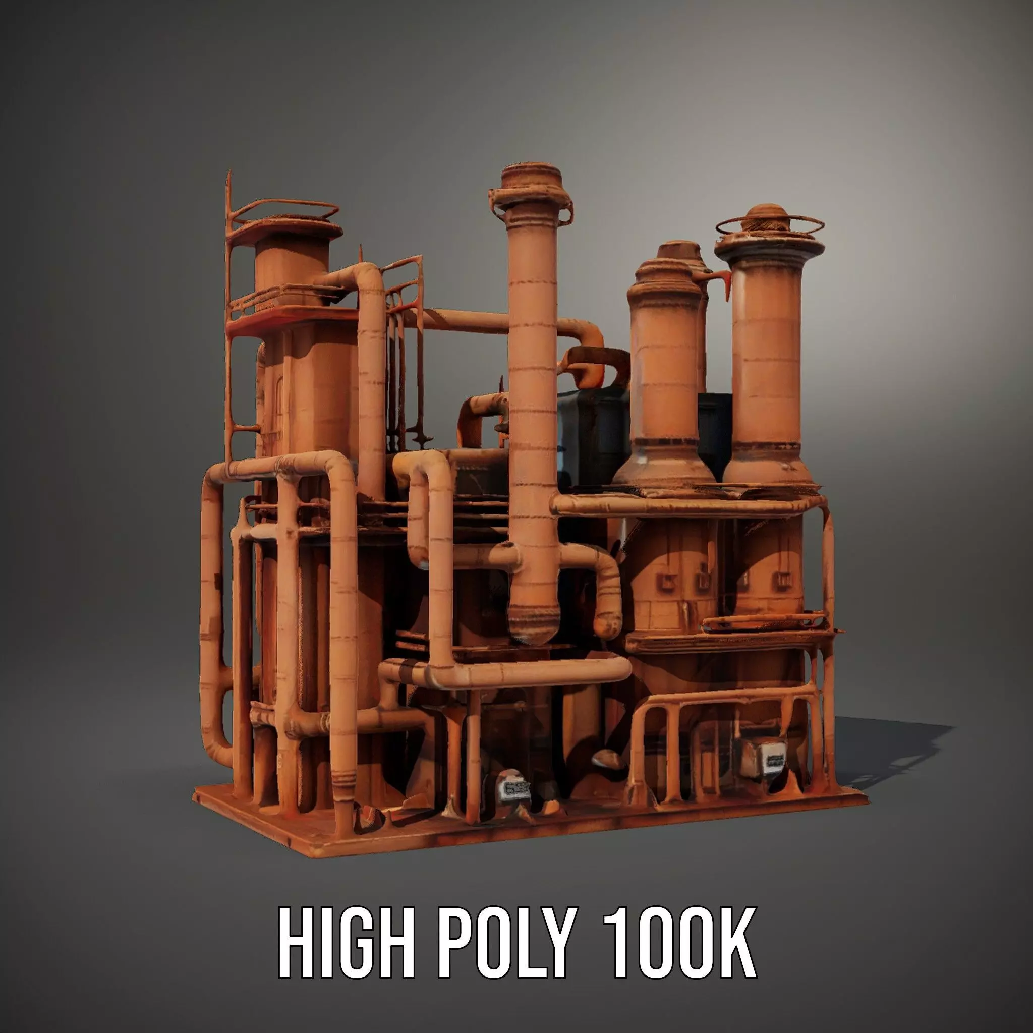 Rustic Factory Complex model pack Low-poly 3D model_8