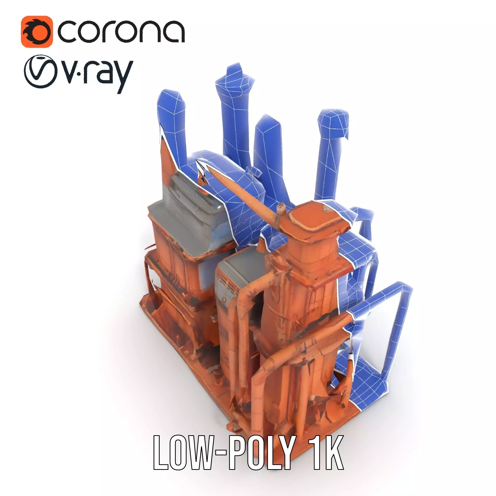 Rustic Factory Complex model pack Low-poly 3D model_30