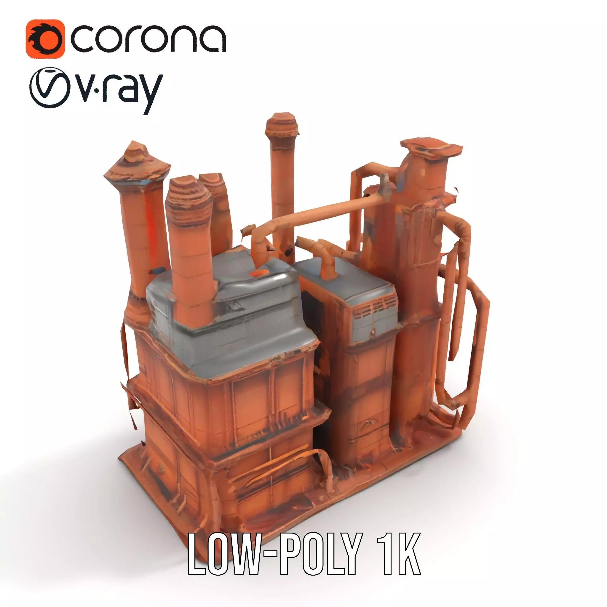Rustic Factory Complex model pack Low-poly 3D model_7